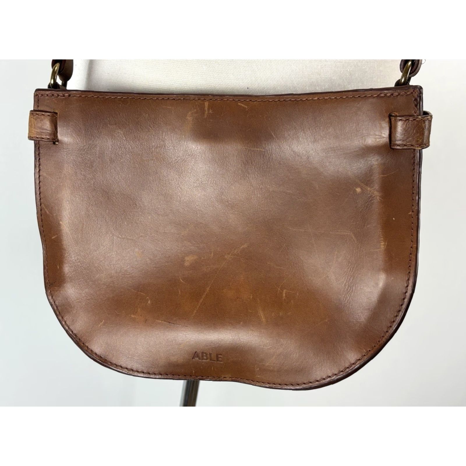 Vintage ABLE Cecilia Crossbody Purse Bag Brown Leather Adjustable READ Size ONE SIZE - 2 Thumbnail
