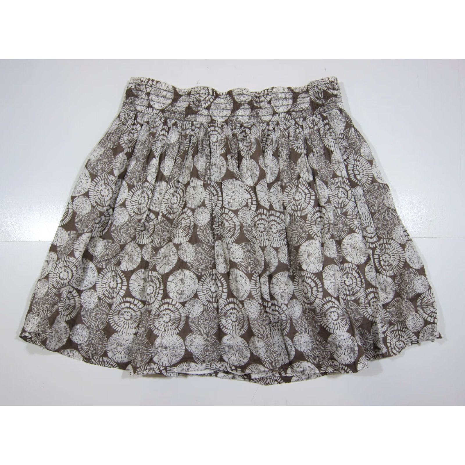 Banana Republic Banana Republic 100% Cotton Geometric Brown White Women Size 8 Pleated Flowy Skirt Size 30" / US 8 / IT 44 - 7 Thumbnail