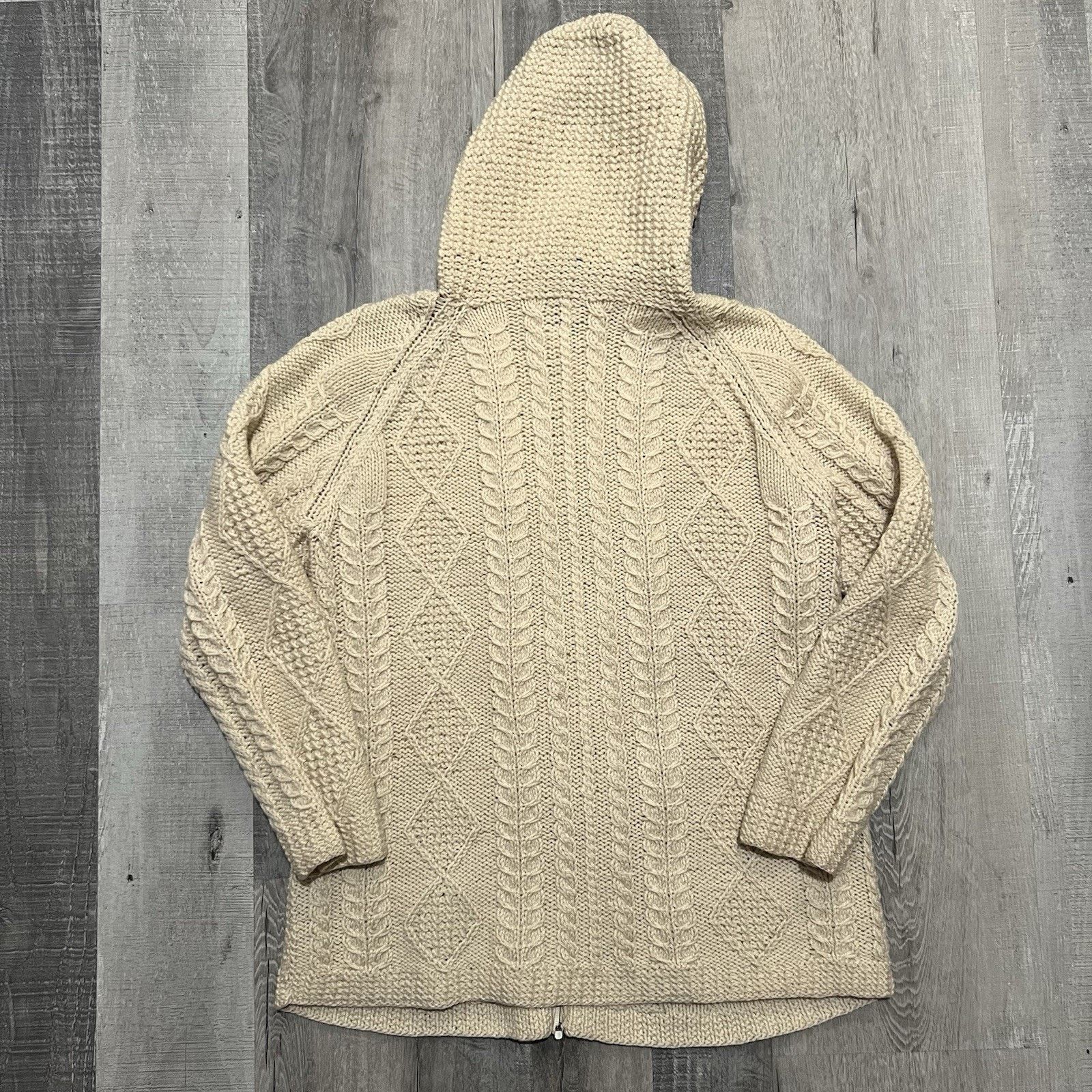 Vintage Neusteters 60s/70s Made in Ireland Cable Knit Beige Sweater Size L / US 10 / IT 46 - 2 Thumbnail