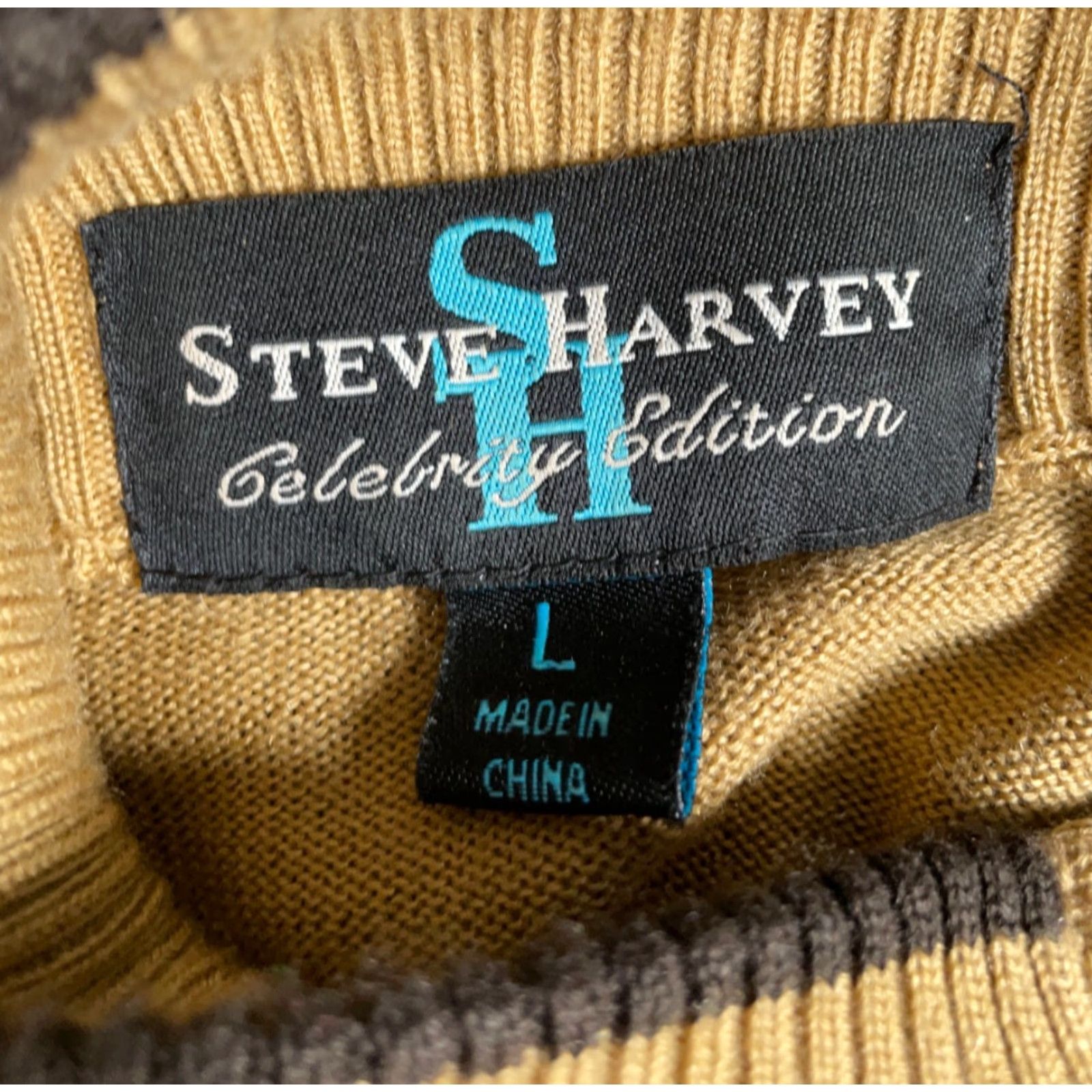 Vintage VINTAGE? No—rearranged: Steve Harvey Sweater Men’s Large Brown 1/4 Zip Geometric Knit Pullover Casual Dad Style 90s Retro Size US L / EU 52-54 / 3 - 3 Thumbnail