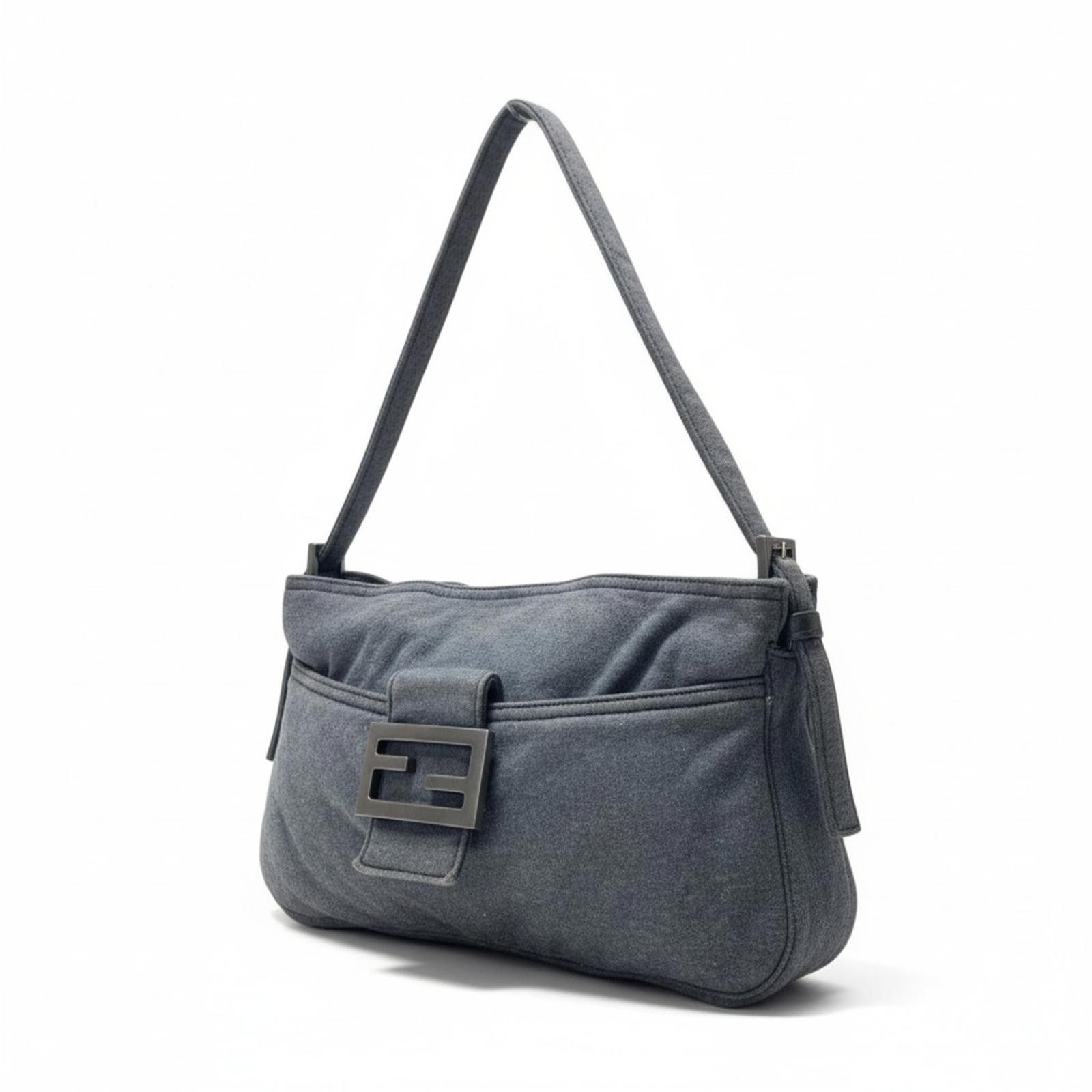 Fendi Fendi - Grey Fabric Baguette Shoulder Bag Size ONE SIZE - 1 Thumbnail