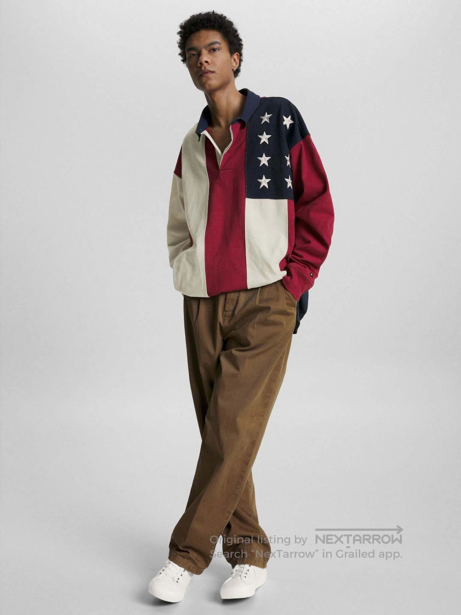 Tommy Hilfiger TOMMY HILFIGER Flag Striped Color Block Long Sleeve Size US M / EU 48-50 / 2 - 6 Thumbnail
