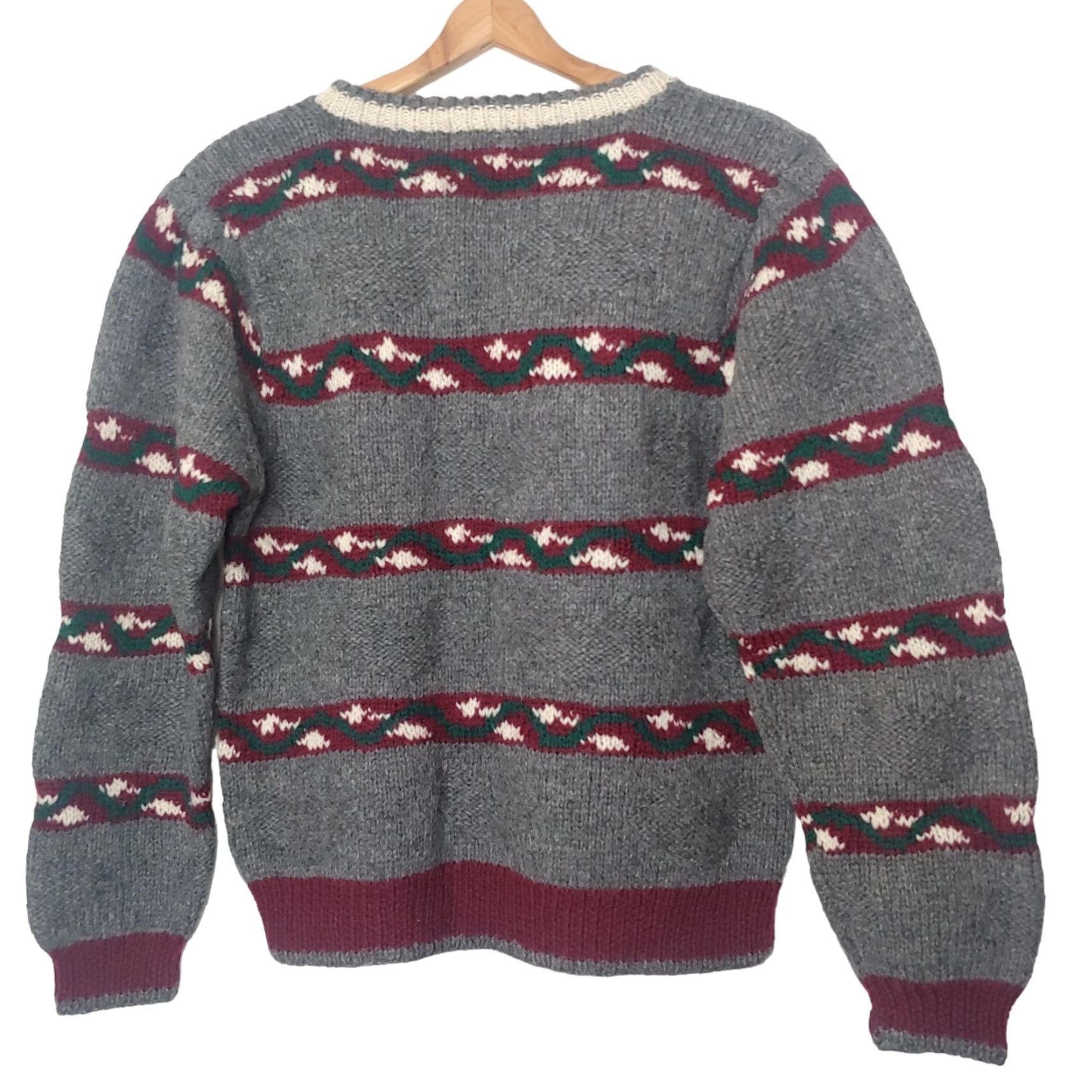 Vintage VINTAGE Skyr Sweater Medium Wool Gray Striped Pullover Crew Neck Long Sleeve Casual Women Ski Winter Gro... Size M / US 6-8 / IT 42-44 - 2 Thumbnail
