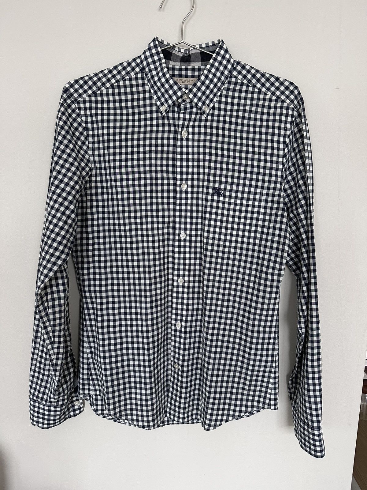 image of Burberry Button Up Shirt in Black/White, Men's (Size Small)