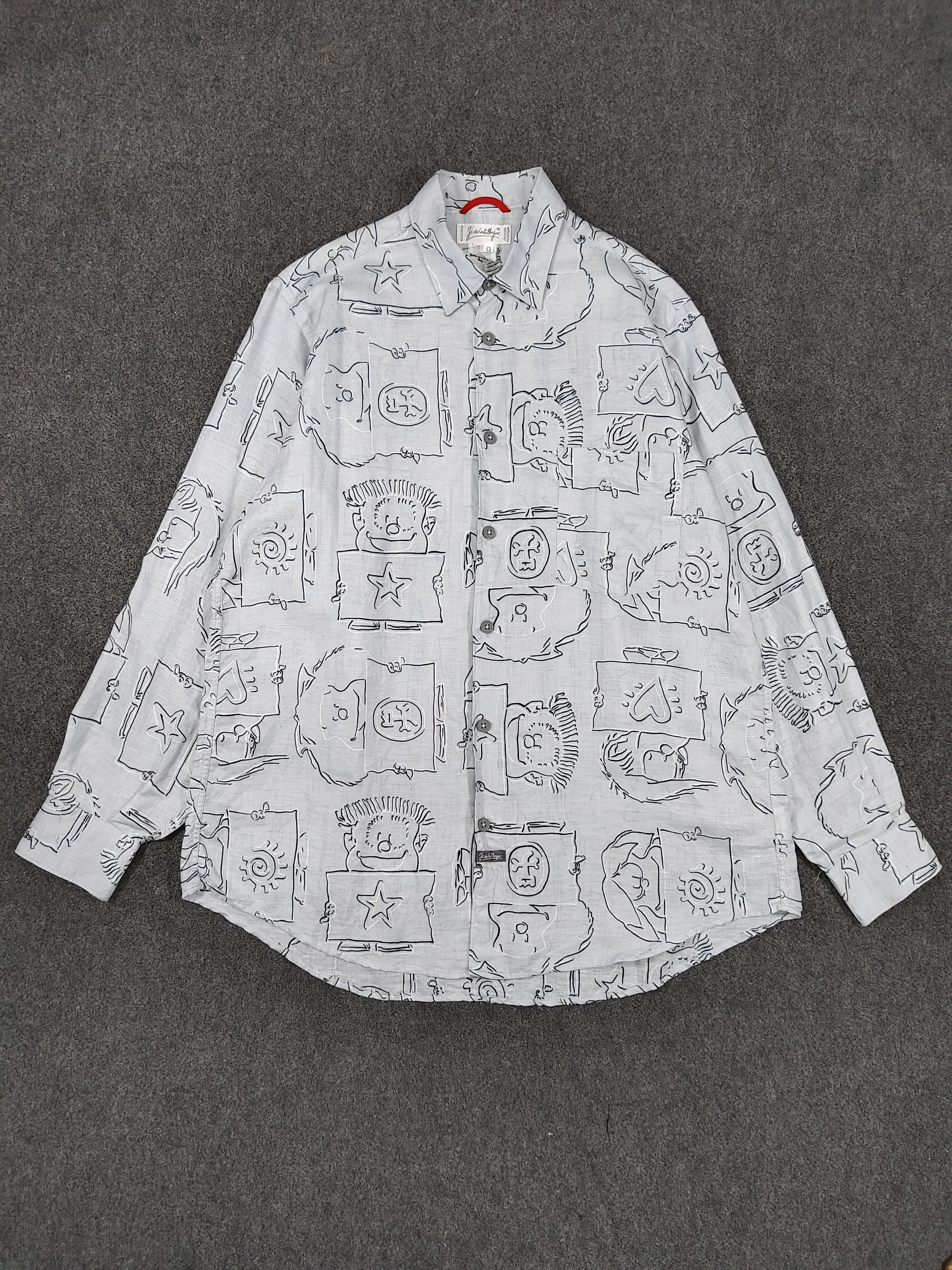 Jean Charles De Castelbajac 90s JC de Castelbajac🔥Cartoon Sketch Art Linen Shirt Size US M / EU 48-50 / 2 - 2 Thumbnail