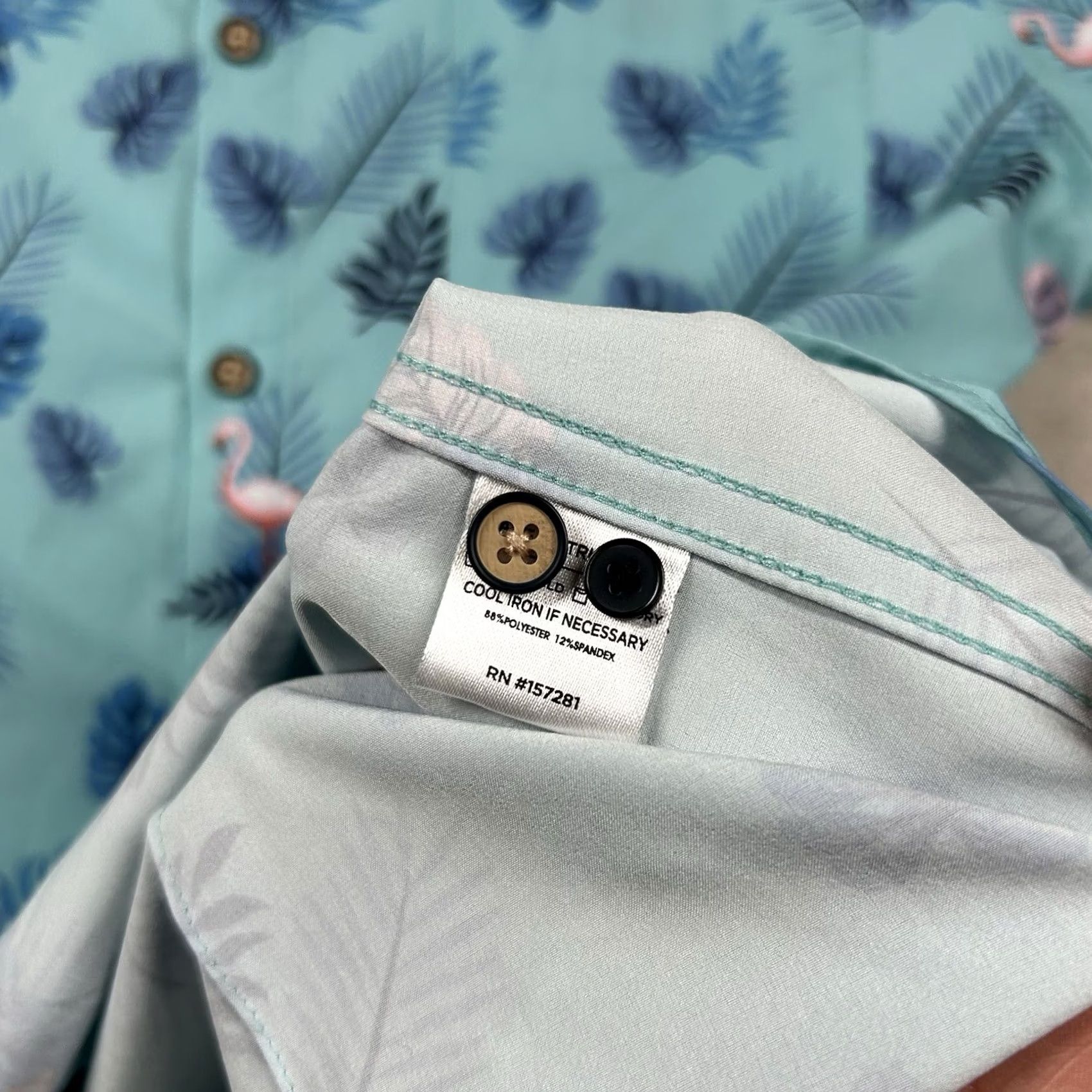 Mizzen+Main Mizzen+Main Shirt Mens Small Aloha Tropical Flamingo Leeward Button-Up Blue All Over Print Size US S / EU 44-46 / 1 - 4 Thumbnail