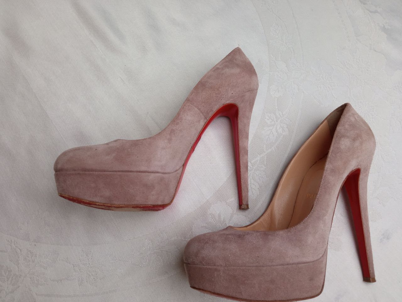Christian Louboutin Bianca blush suede 140 heel platform pumps Size US 10 / IT 40 - 10 Thumbnail