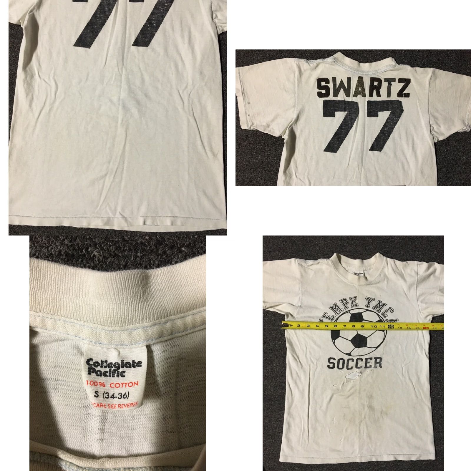 Thrasher VINTAGE Tempe YMCA Soccer Shirt Mens S White Distressed Thrashed 70s 80s Grunge USA single stitch Size US S / EU 44-46 / 1 - 8 Thumbnail