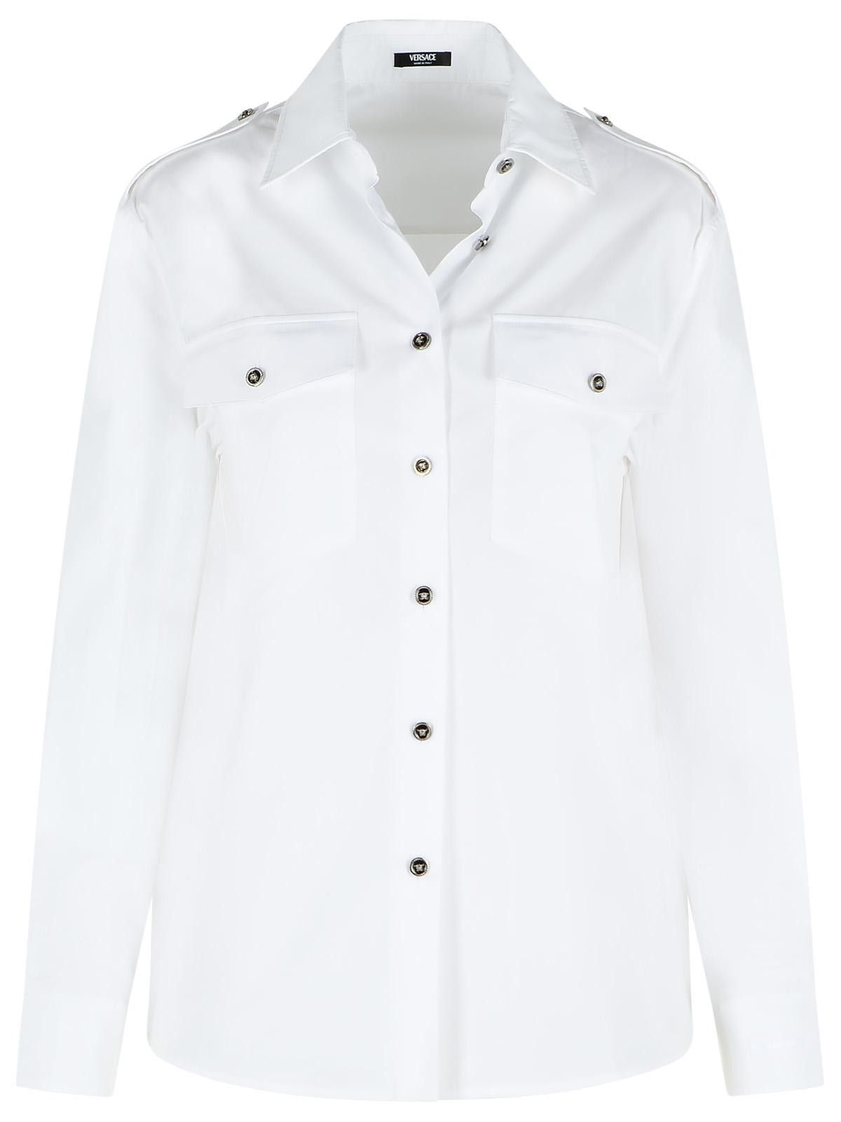 Versace VERSACE Regular Shirt In White Cotton Poplin Size XS / US 0-2 / IT 36-38 - 1 Thumbnail
