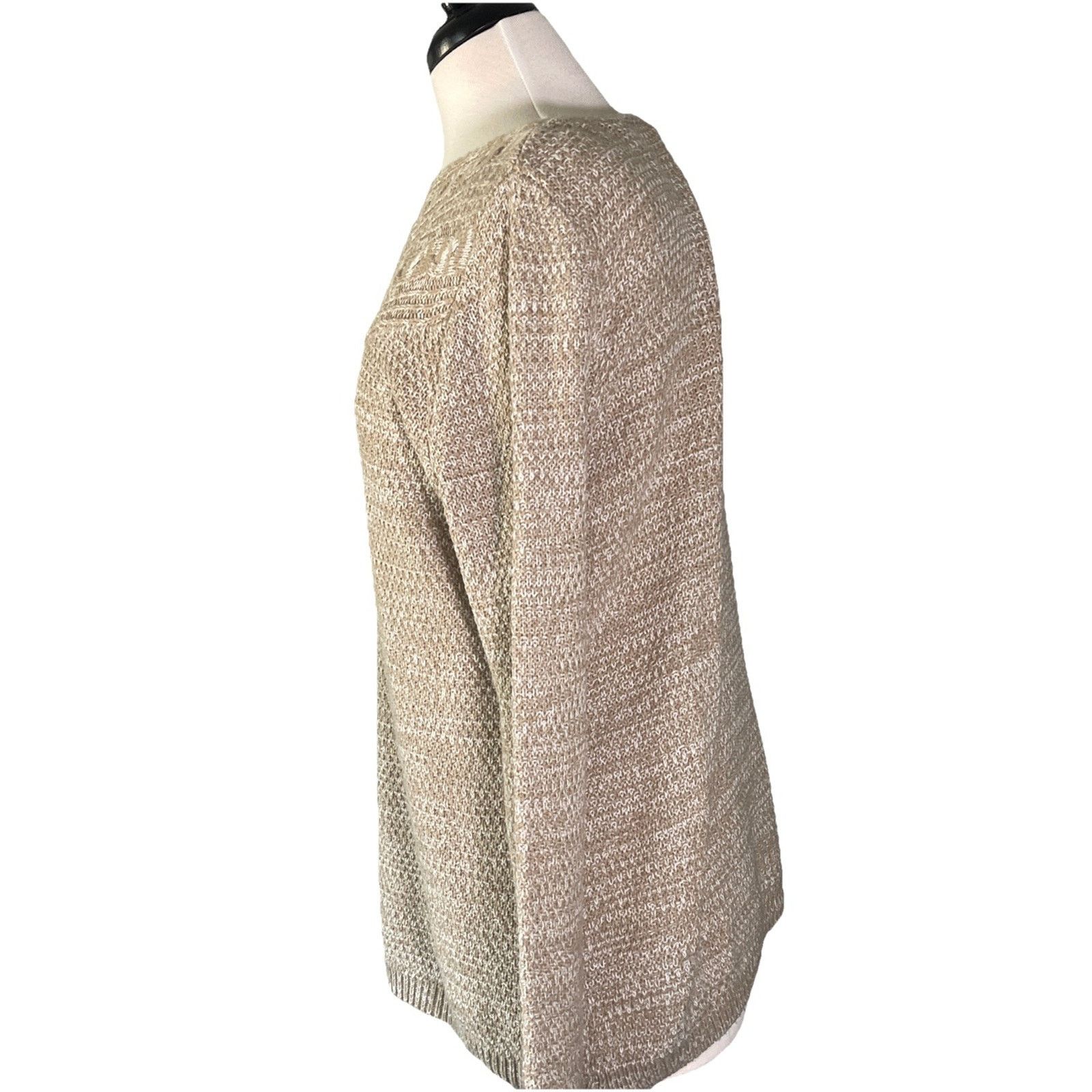 Croft & Barrow Croft and Barrow Sweater Women’s Medium Beige Cable Size M / US 6-8 / IT 42-44 - 3 Thumbnail