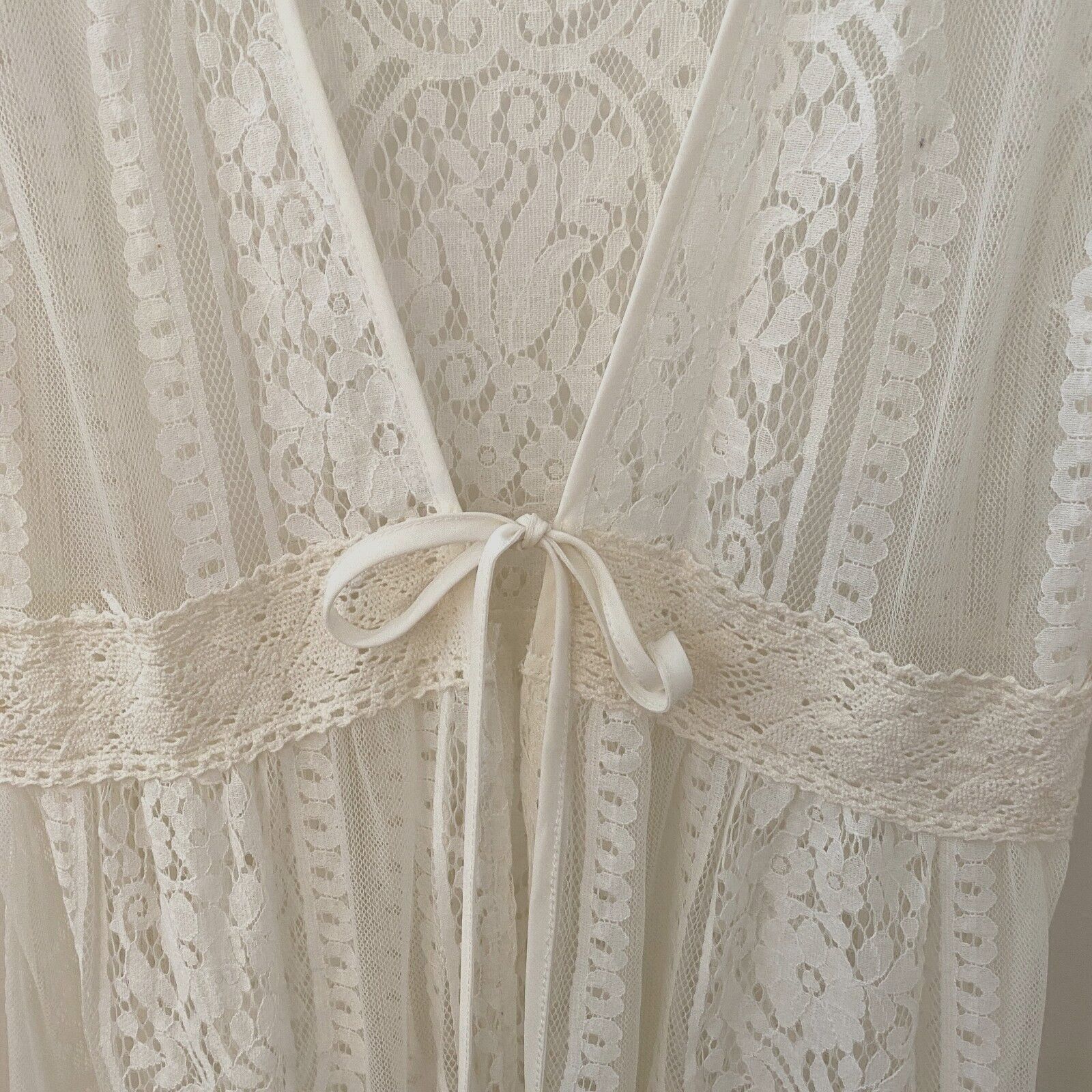Other White Oval Shape Lace Maxi Kimono Flutter Sleeve Cover Up M Size M / US 6-8 / IT 42-44 - 9 Thumbnail
