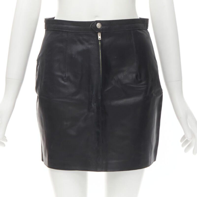 Versace Jeans Couture VERSACE JEAN COUTURE Vintage black leather Medusa zip contour mini skirt 28" Size 26" / US 2 / IT 38 - 1 Thumbnail