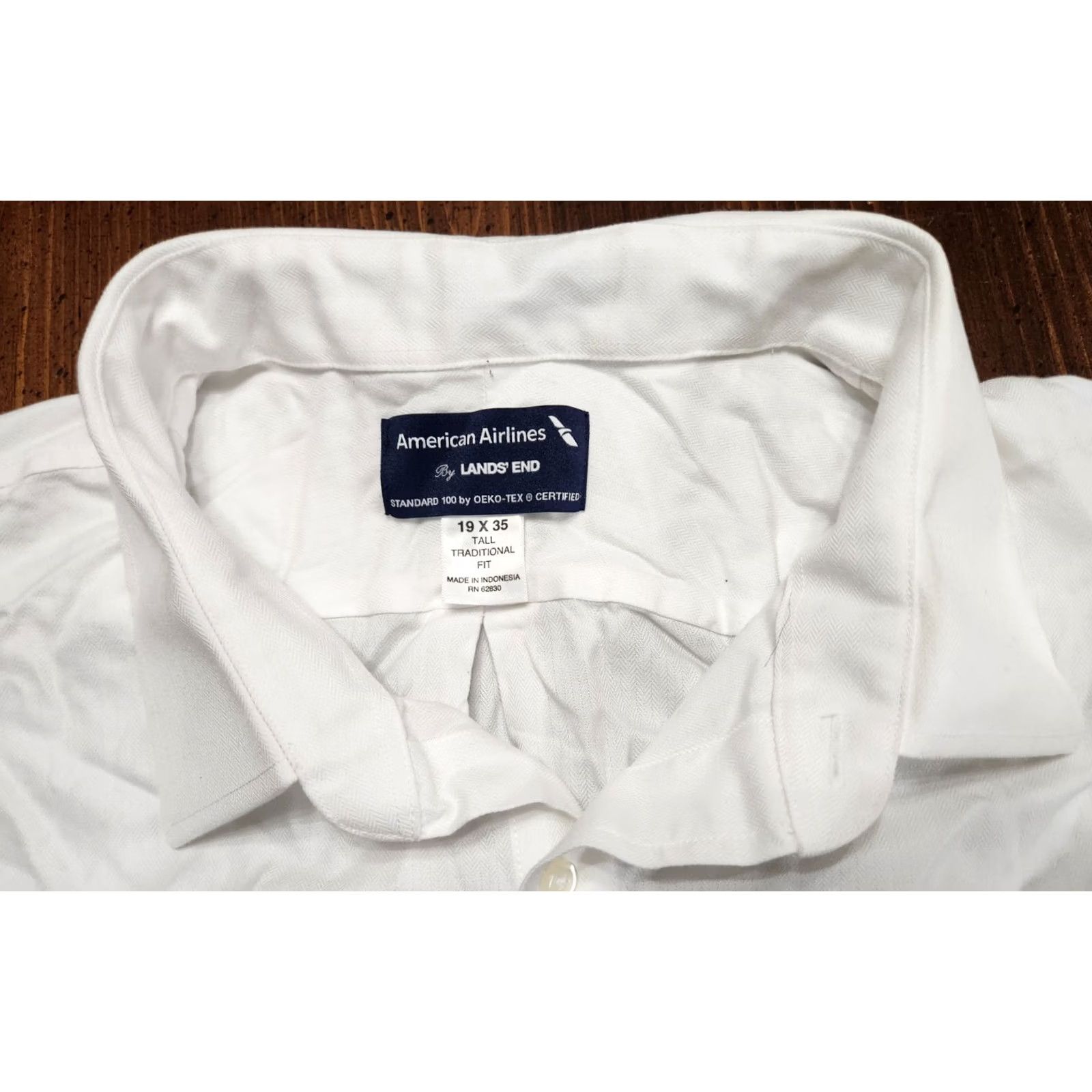 Lands' End Lands' End American Airlines Shirt White 19 X 35 Tall Traditional Fit Long Sleeve Button-Up Mens Womens Unisex Adults Size XXL / US 16-18 / IT 52-54 - 3 Thumbnail