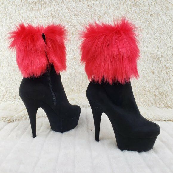 Other 1000 Furry Faux Fur Changeable Cuffs / Collars Platform Ankl Size US 7 / IT 37 - 7 Thumbnail