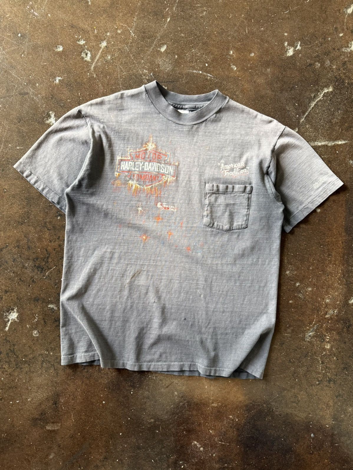 Harley Davidson vintage 80s rare faded harley davidson emblem pocket shirt Size US L / EU 52-54 / 3 - 1 Thumbnail