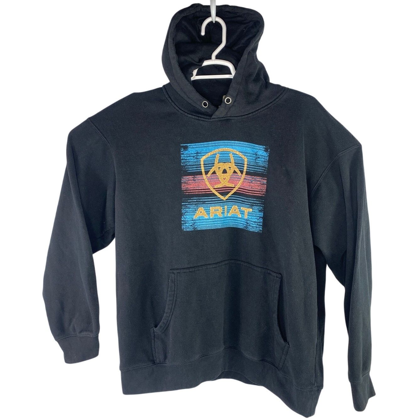 Ariat Ariat Tall Black Graphic Logo Pullover Hoodie No Drawstring Size US XL / EU 56 / 4 - 1 Thumbnail