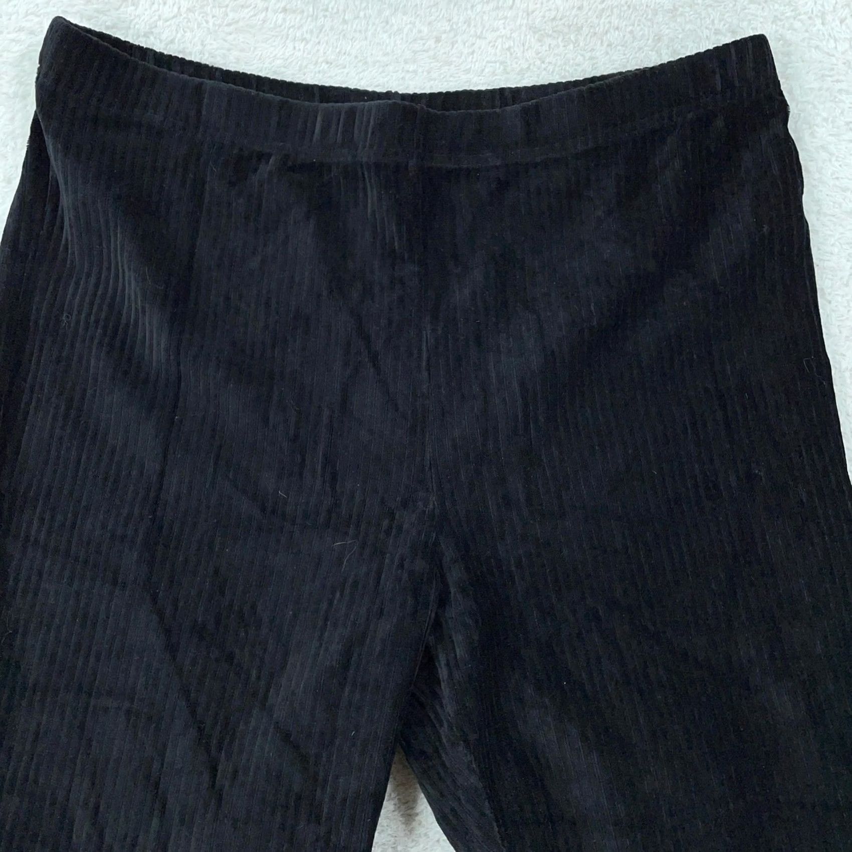 Vintage LuLaRoe Black Womens XL Kylie Ribbed Flare Leg Pull On Stretch Velour Pants Size 40" / US 18 - 2 Thumbnail