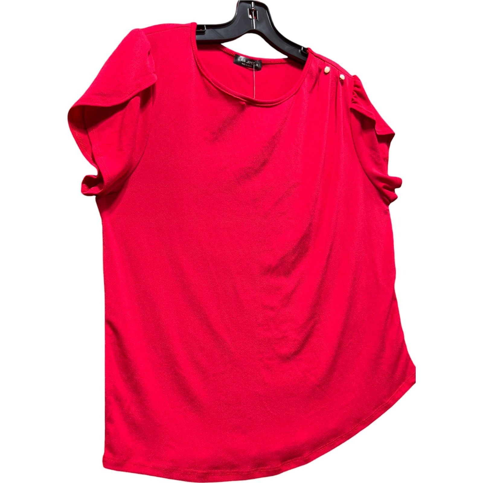 Other AVA James - Women's Short Sleeve Blouse - Red - PXL Size ONE SIZE - 12 Thumbnail