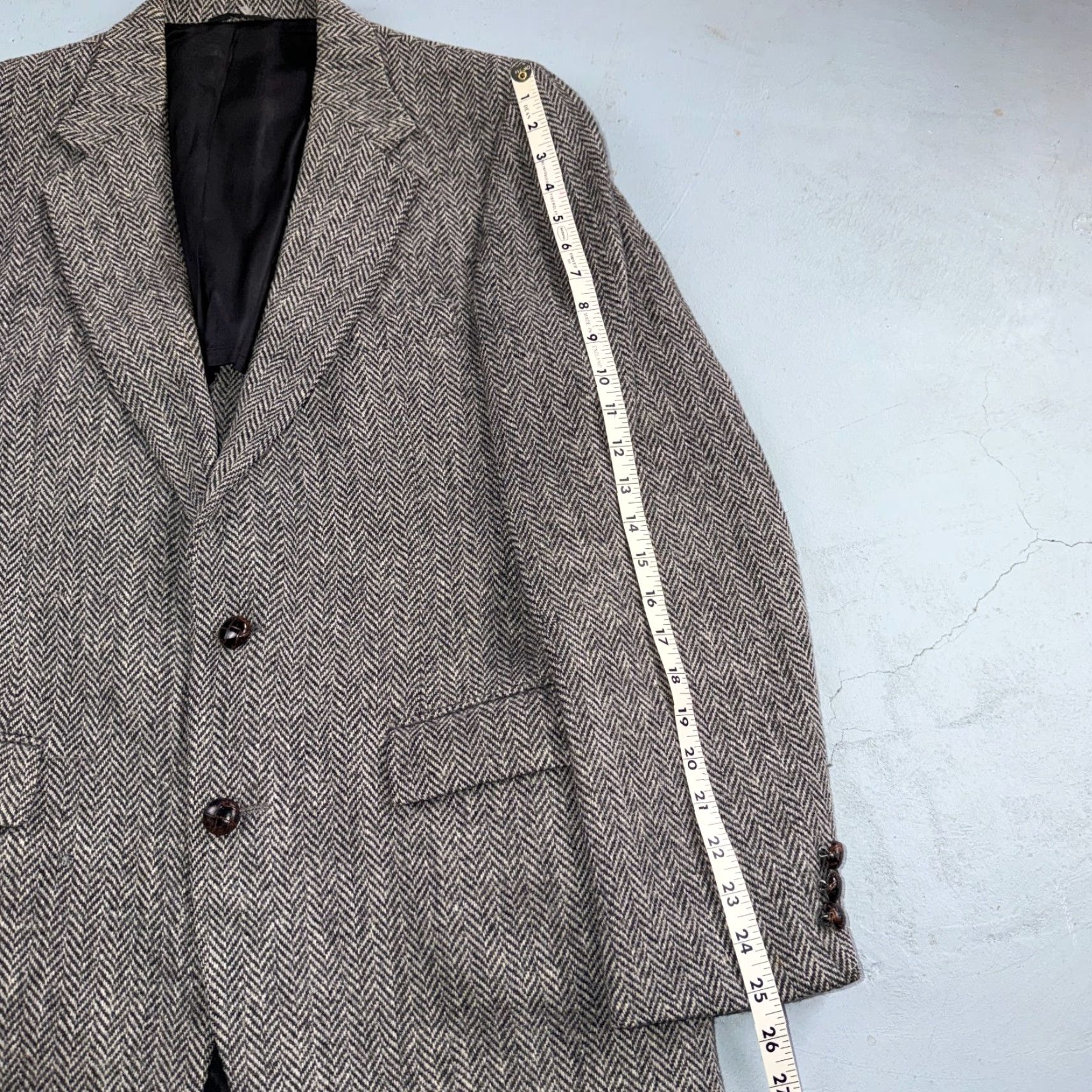 Stafford Harris Stafford Vintage 40 Blazer Gray Herringbone Wool Sport Coat USA Brown? Size 40R - 7 Thumbnail