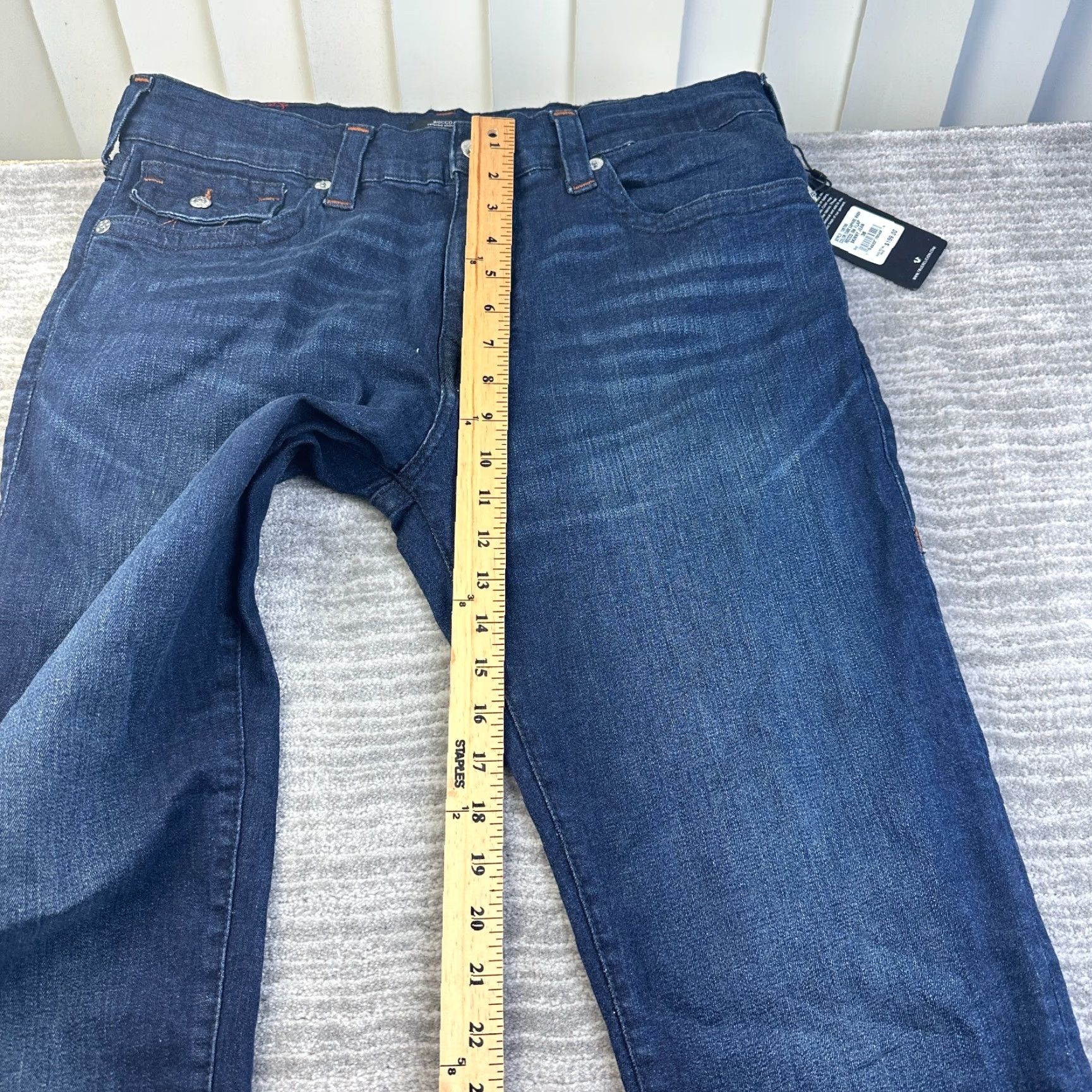 True Religion NEW True Religion Rocco Jeans Mens 36x35 Blue Denim Pants Flap Relaxed Skinny Size US 36 / EU 52 - 7 Thumbnail