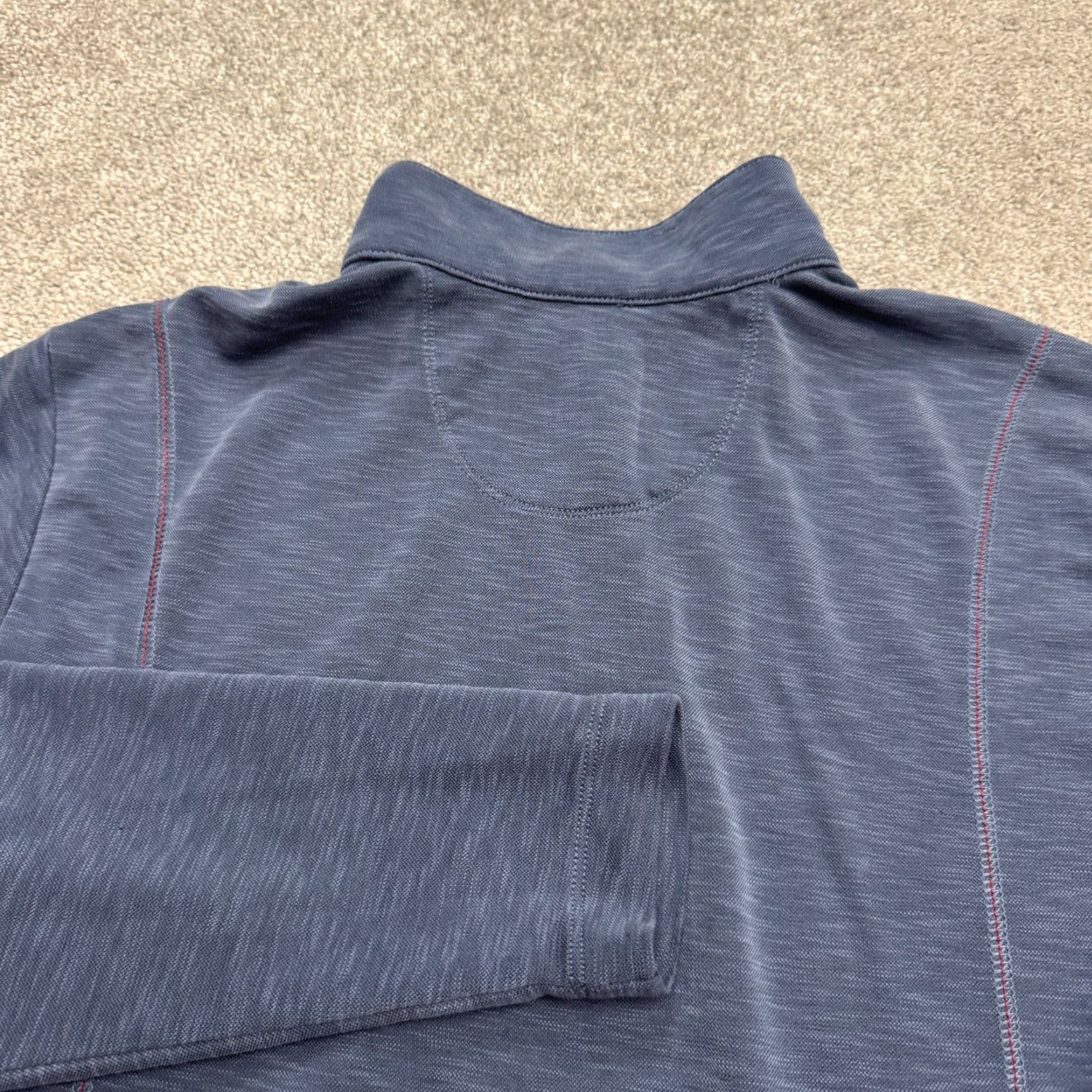 Tommy Bahama Tommy Bahama Mens Large Heathered Navy Blue 1/4 Zip Pullover Sweatshirt Shirt/Pullover Outdoor Athleisure Warm Weather All Seasons Long Sleeve Size US L / EU 52-54 / 3 - 3 Thumbnail