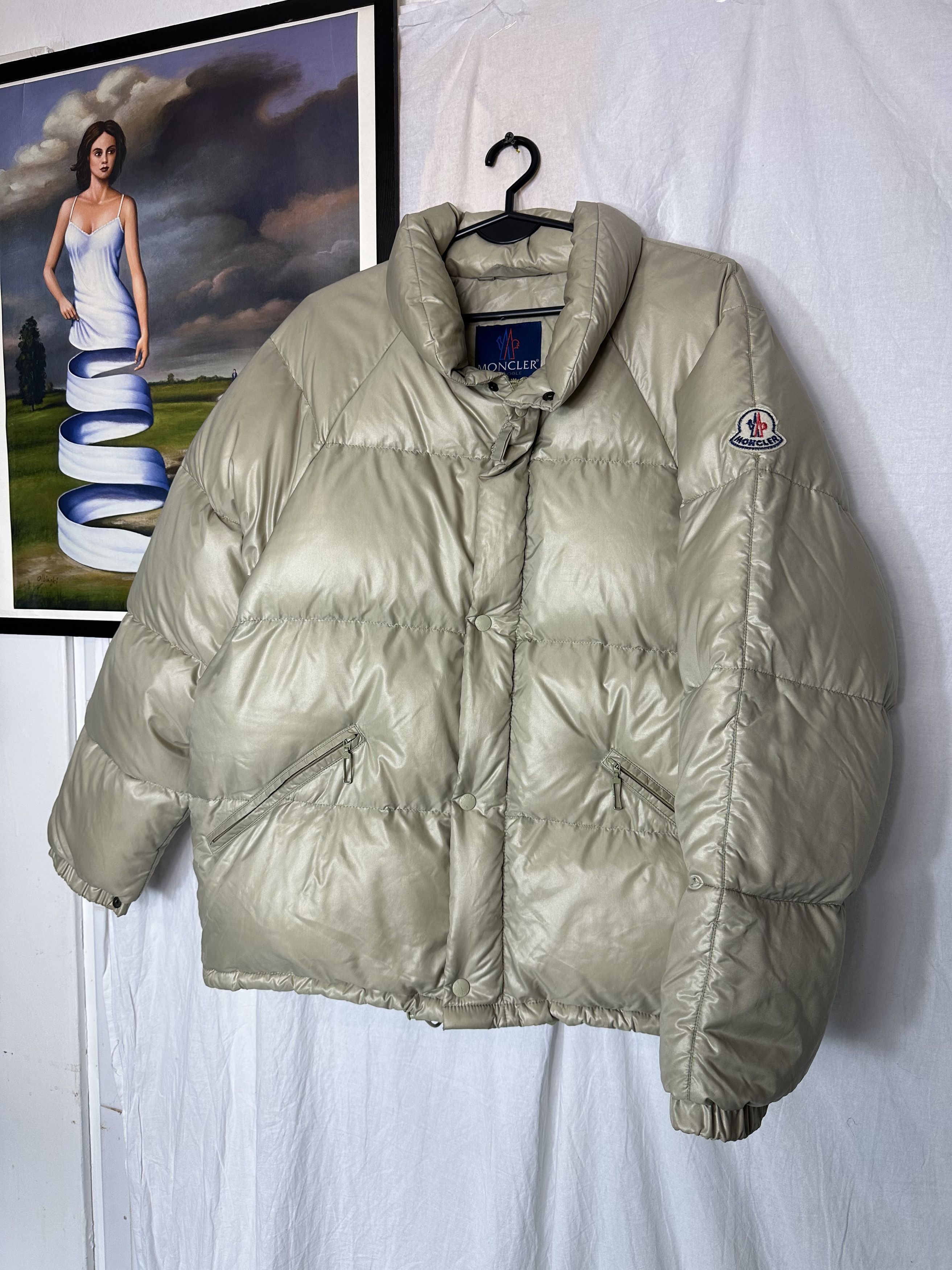 image of 90's Moncler Beige/green Puffer Jacket, Men's (Size Medium)