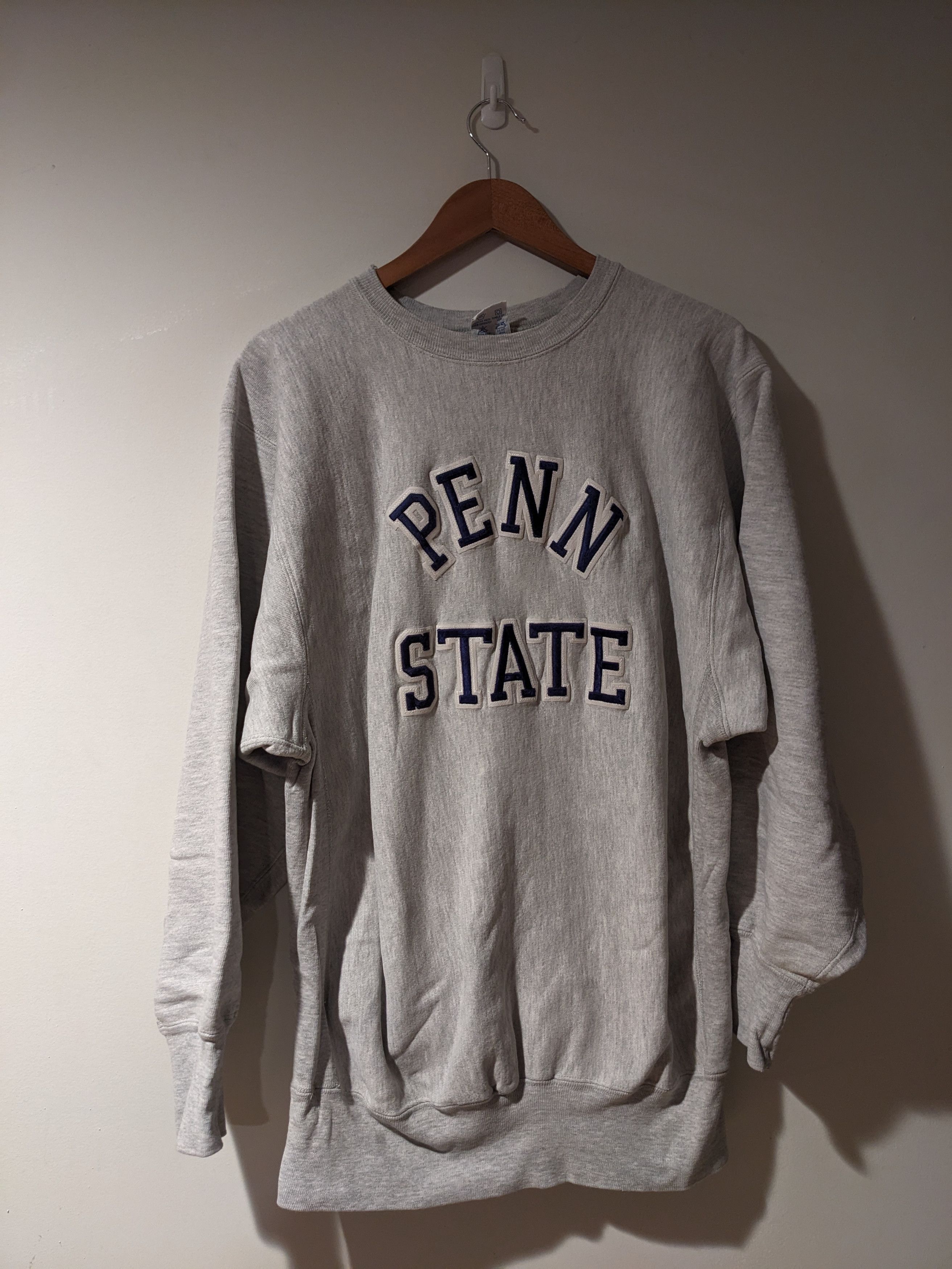 image of Champion x Vintage 90's Penn State University Reverse Weave Sweatshirt in Grey, Men's (Size 2XL)