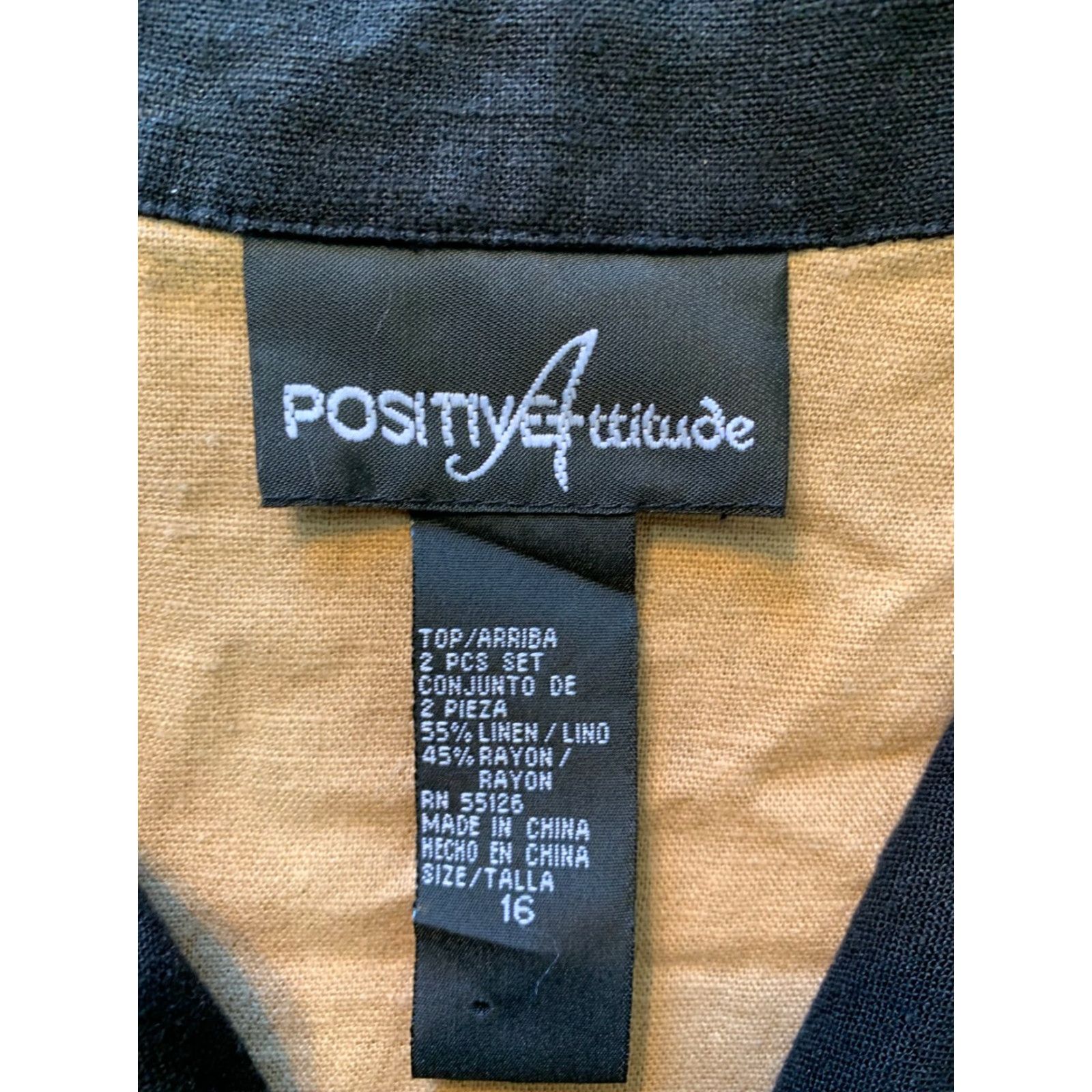 Vintage Positive Attitude Shirt Womens Shirt Size 16 Black Floral Linen Collared Midi Short Sleeve Buttoned Cap Sleeve Vintage No Size XXL / US 16-18 / IT 52-54 - 2 Thumbnail
