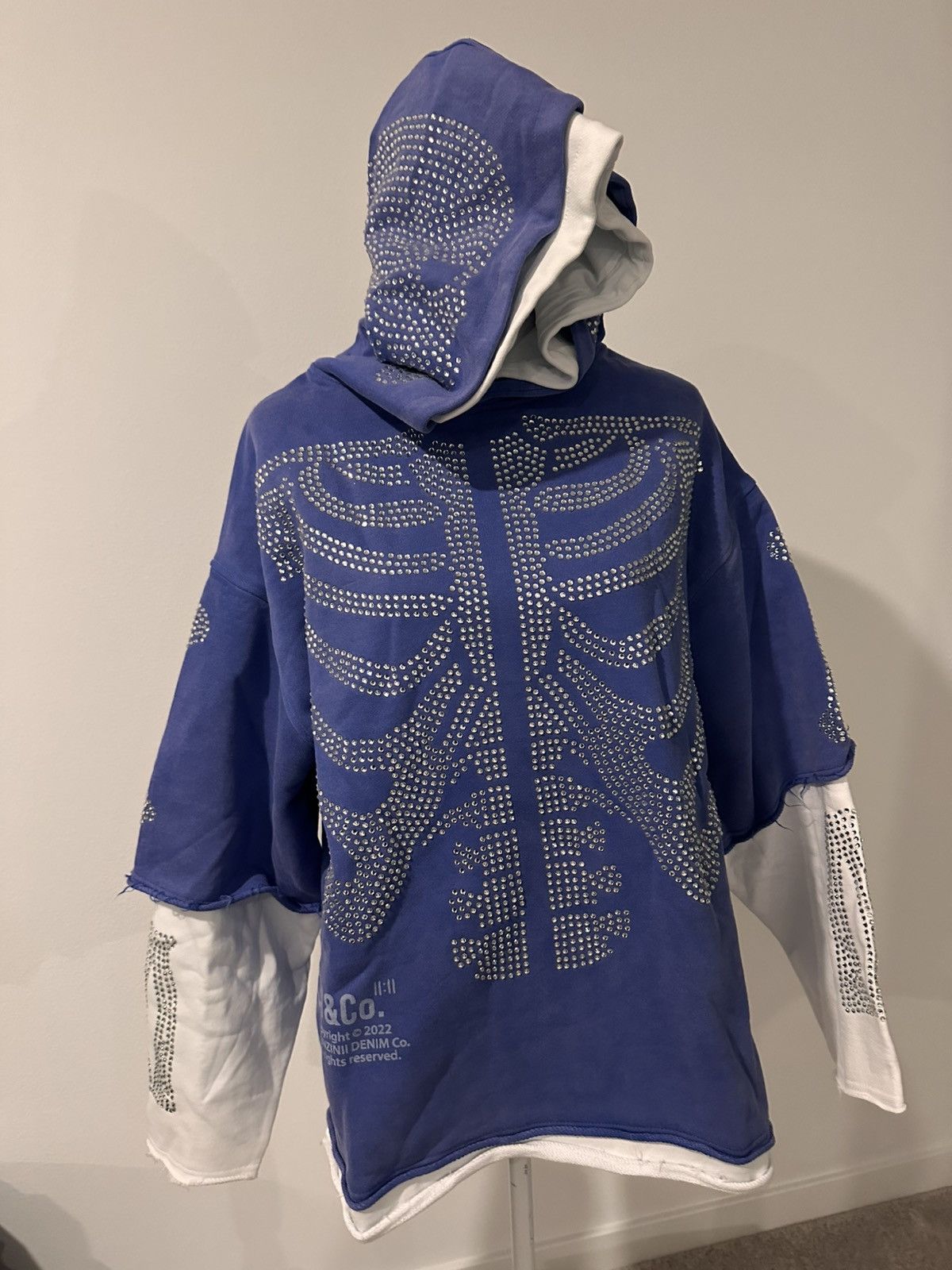Other GUNZINII - RHINESTONE SKELETON HOODIE - ROYAL -Size M NWT Size US M / EU 48-50 / 2 - 1 Thumbnail