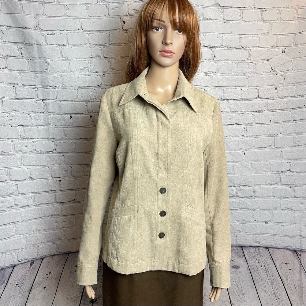 Chicos Chico’s Faux Suede Beige Jacket Size 1 US M Size M / US 6-8 / IT 42-44 - 2 Thumbnail