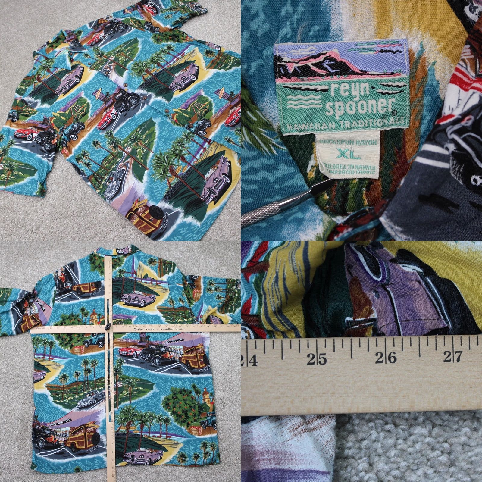 Reyn Spooner Reyn Spooner Hawaiian Shirt Mens XL Button-Up Short Sleeve Blue 100% Rayon Floral Slip-On Party/Cocktail All Seasons Breathable Pockets Vintage: No Size US XL / EU 56 / 4 - 8 Thumbnail