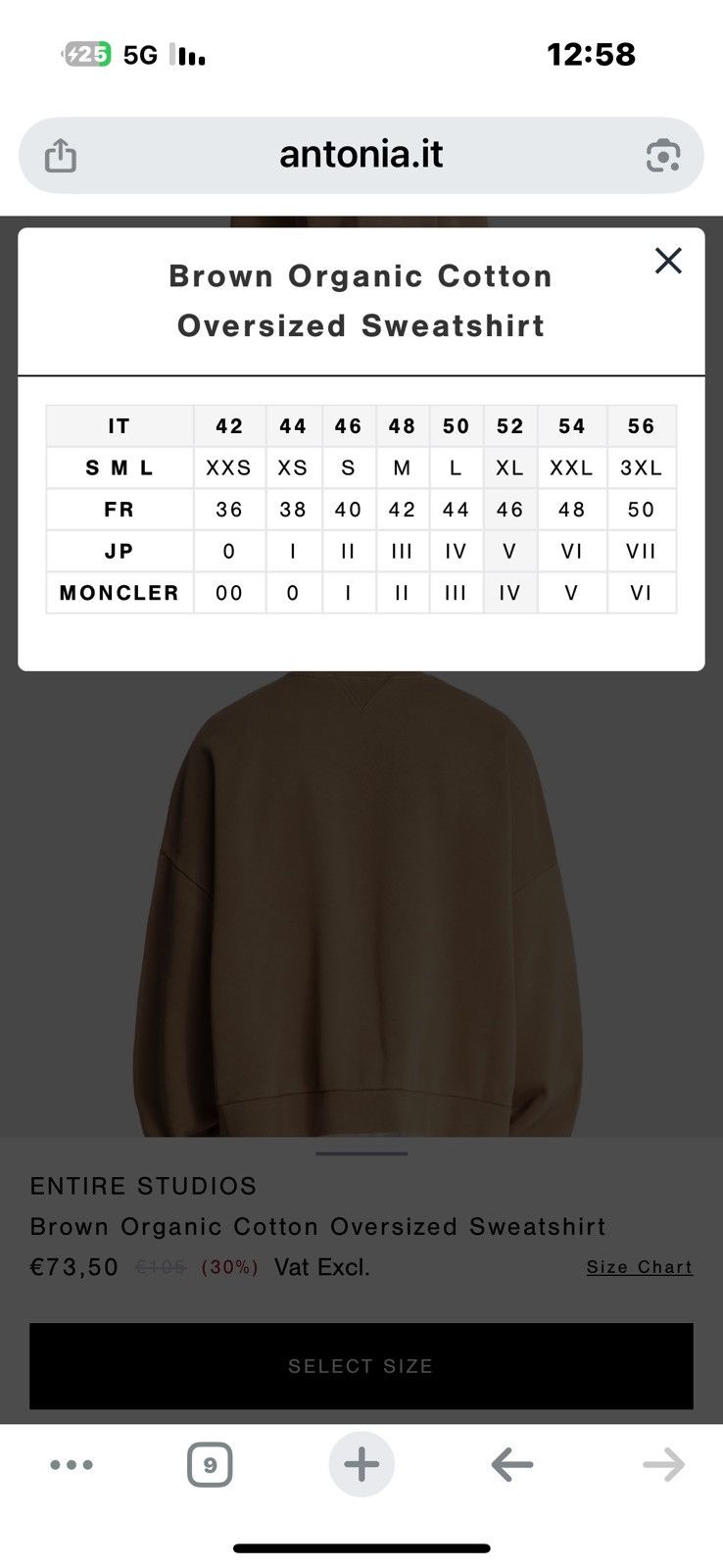 Entire Studios Brown Organic Cotton Oversized Sweatshirt Size US XL / EU 56 / 4 - 6 Thumbnail