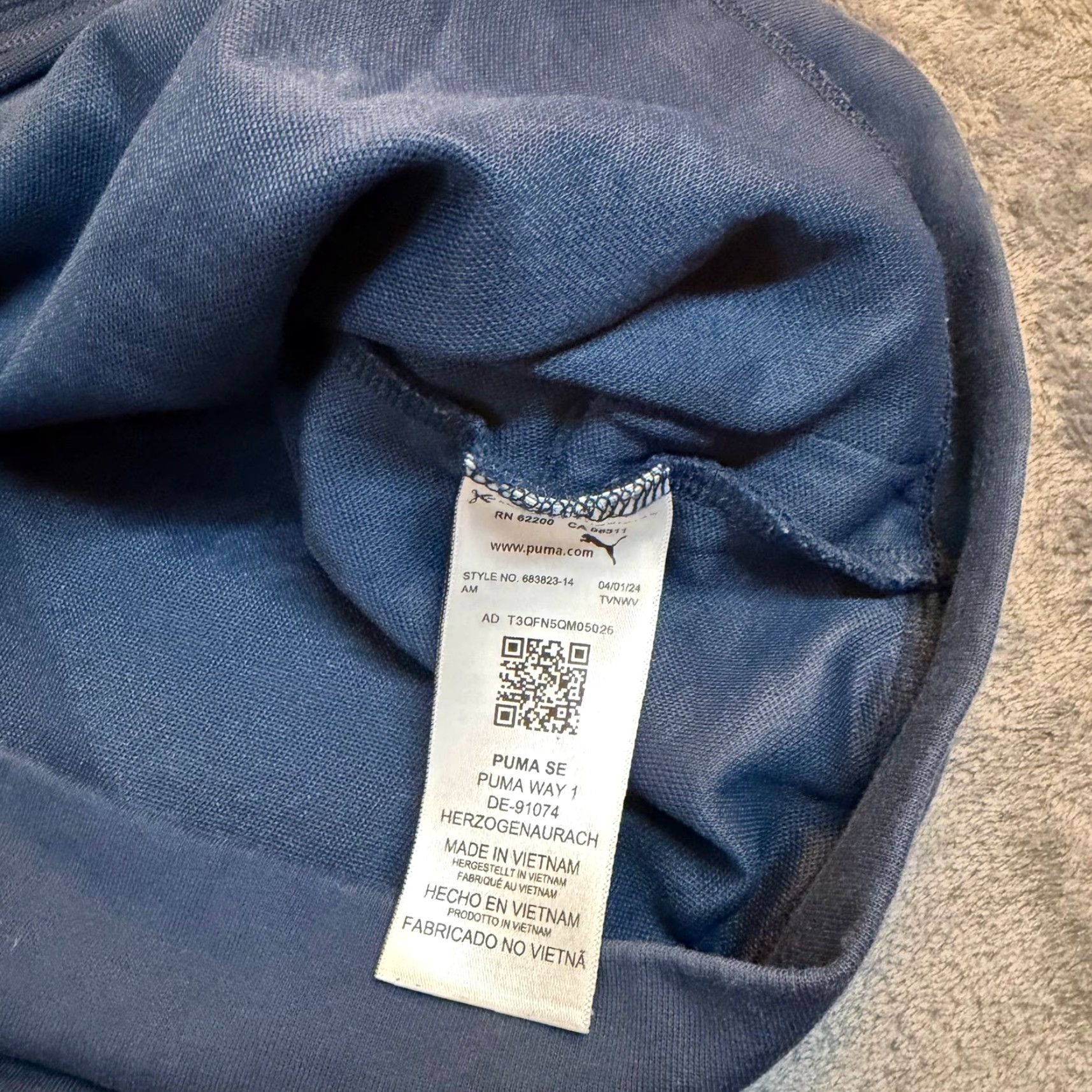 Puma Puma Track Jacket Mens Medium Navy Blue Full Zip Contrasting Trim Pockets Athletic Gym Training Size US M / EU 48-50 / 2 - 5 Thumbnail