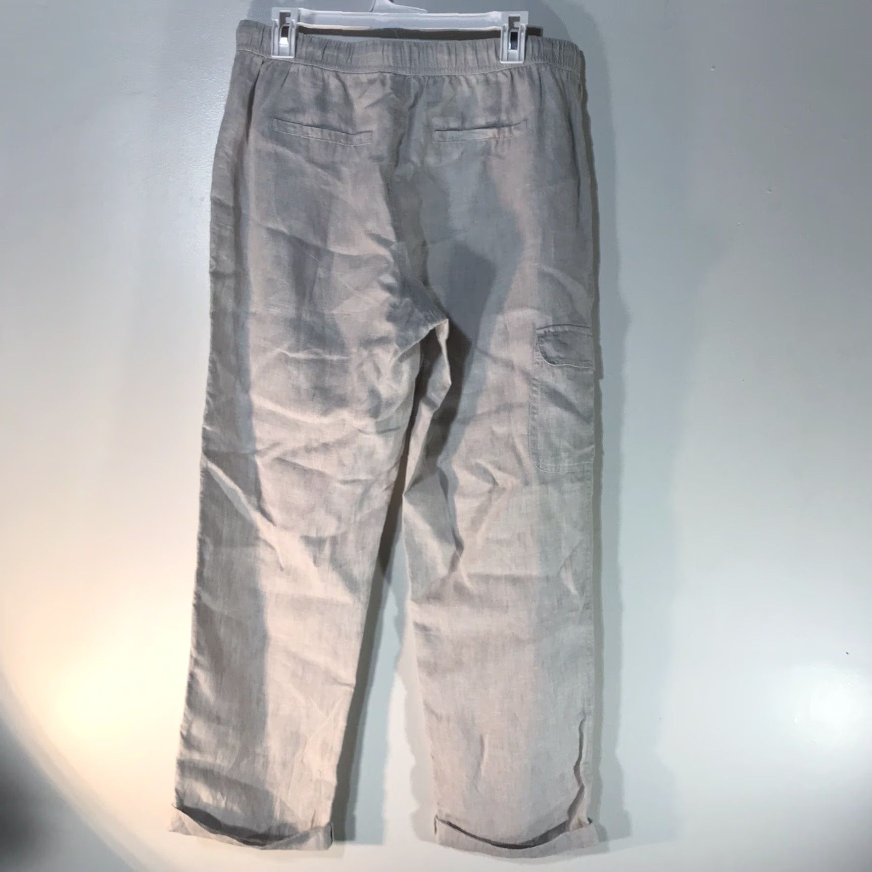 Rachel Zoe Rachel Zoe Linen Cargo Pants Womens Size L Beige Drawstring Lightweight Comfort Pockets Size 36" / US 14 / IT 50 - 2 Thumbnail