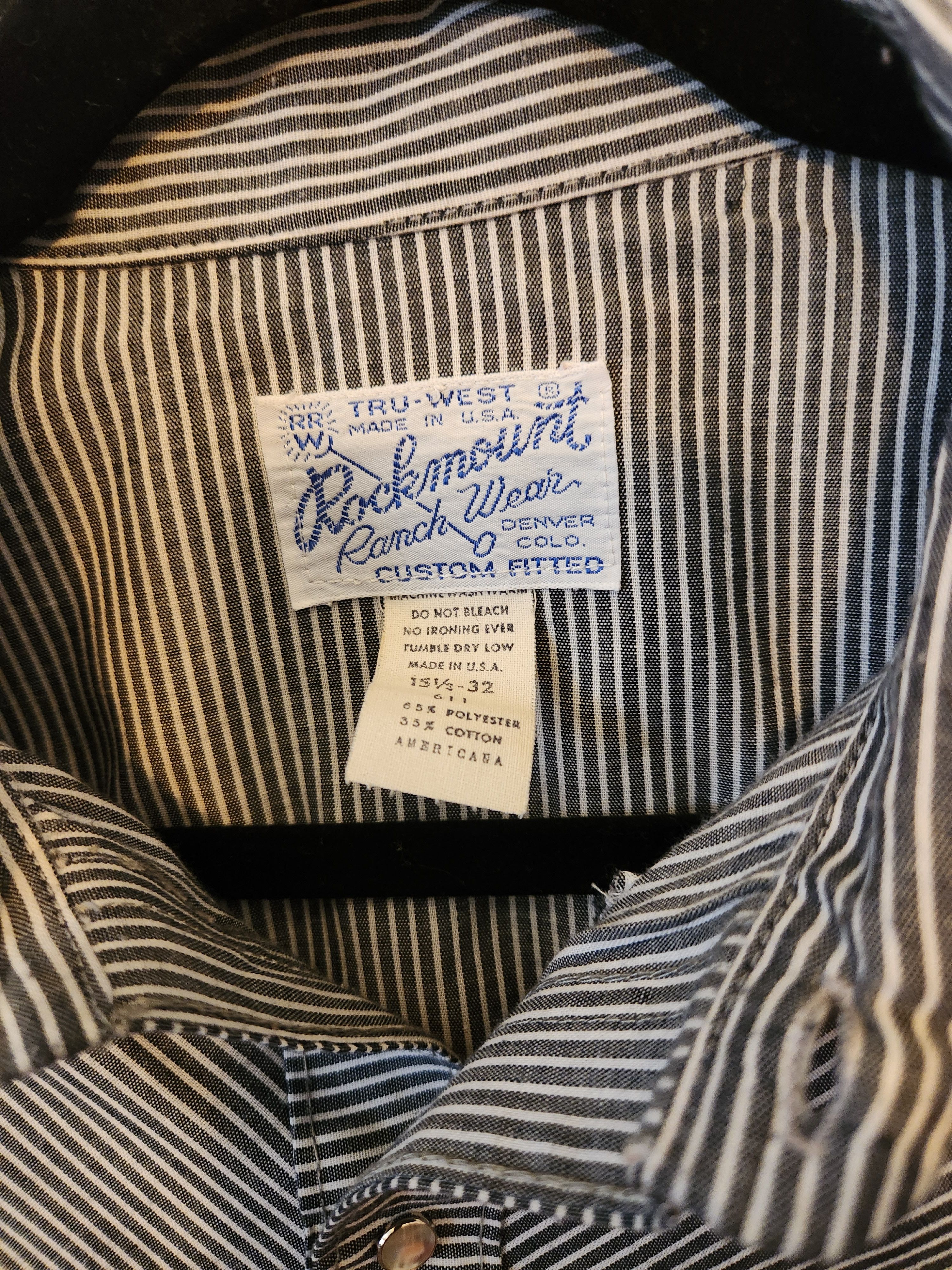 Rockmount Ranch Wear Vtg Long Sleeve Gray & White Pearl Snap Button Shirt Size US M / EU 48-50 / 2 - 3 Thumbnail