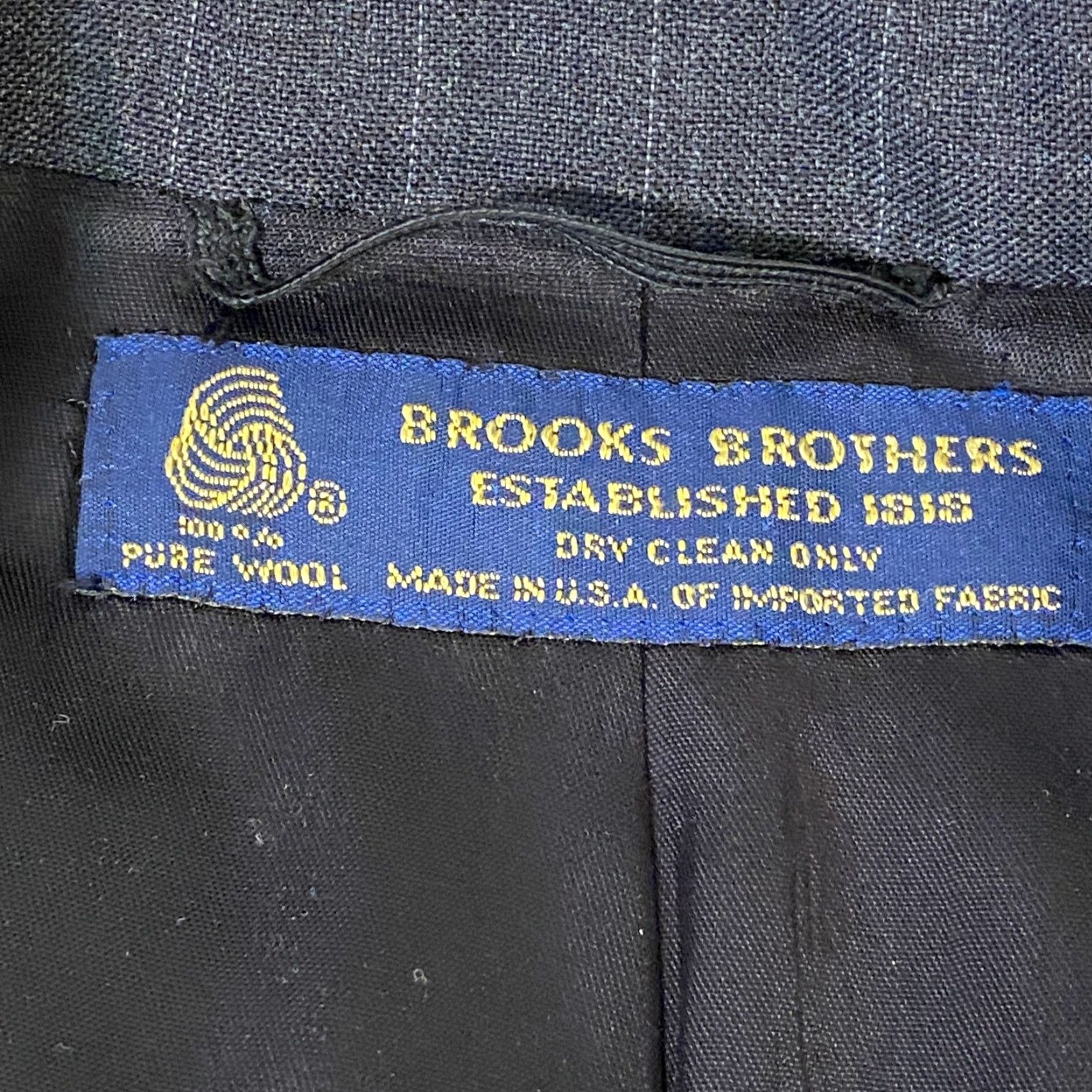 Brooks Brothers VINTAGE Brooks Brothers Sport Jacket Mens 46L Pinstripe Blazer Two Button Wool Gray Striped Business Formal Size 46R - 2 Thumbnail
