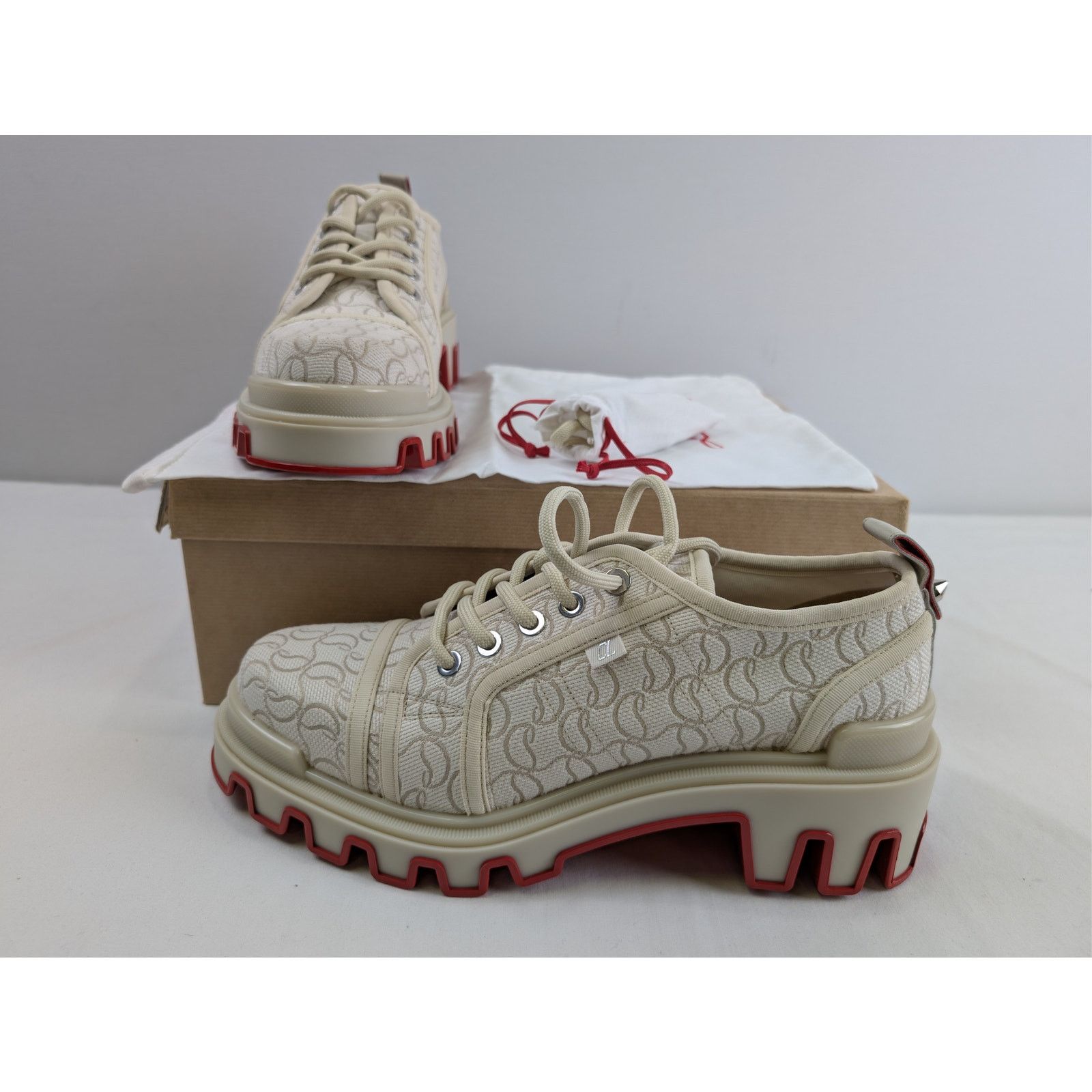 Christian Louboutin o1rshd1 Panamic Dune jacquard-logo Derby shoe Boots natural Size US 12 / EU 45 - 19 Thumbnail