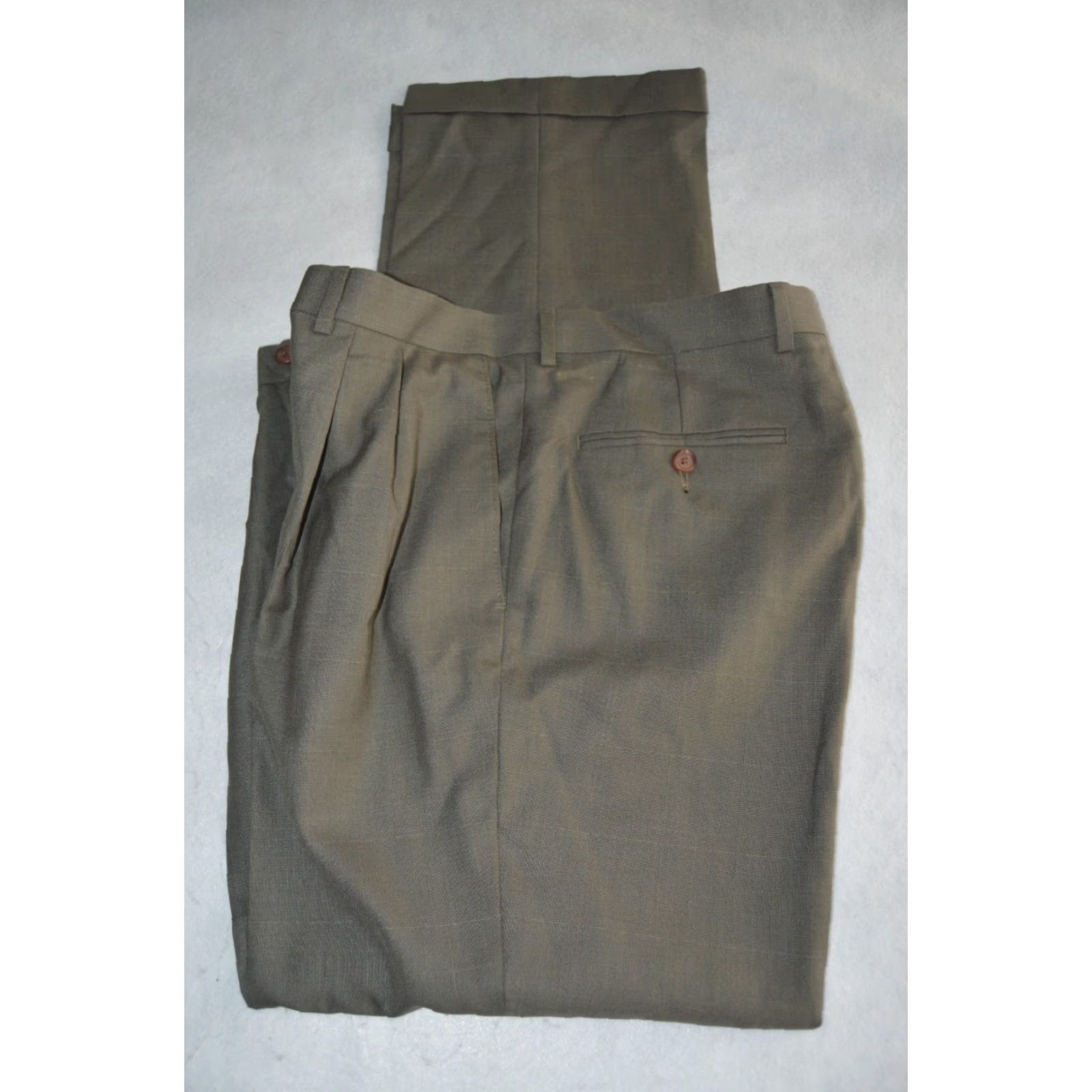 Ralph Lauren Ralph Lauren Men's Dress Pants Gray 34/32 Windowpane Polyester Blend Pleated Regular Straight Rise Mid-Season Logo Preppy Mens Trousers Size US 34 / EU 50 - 5 Thumbnail