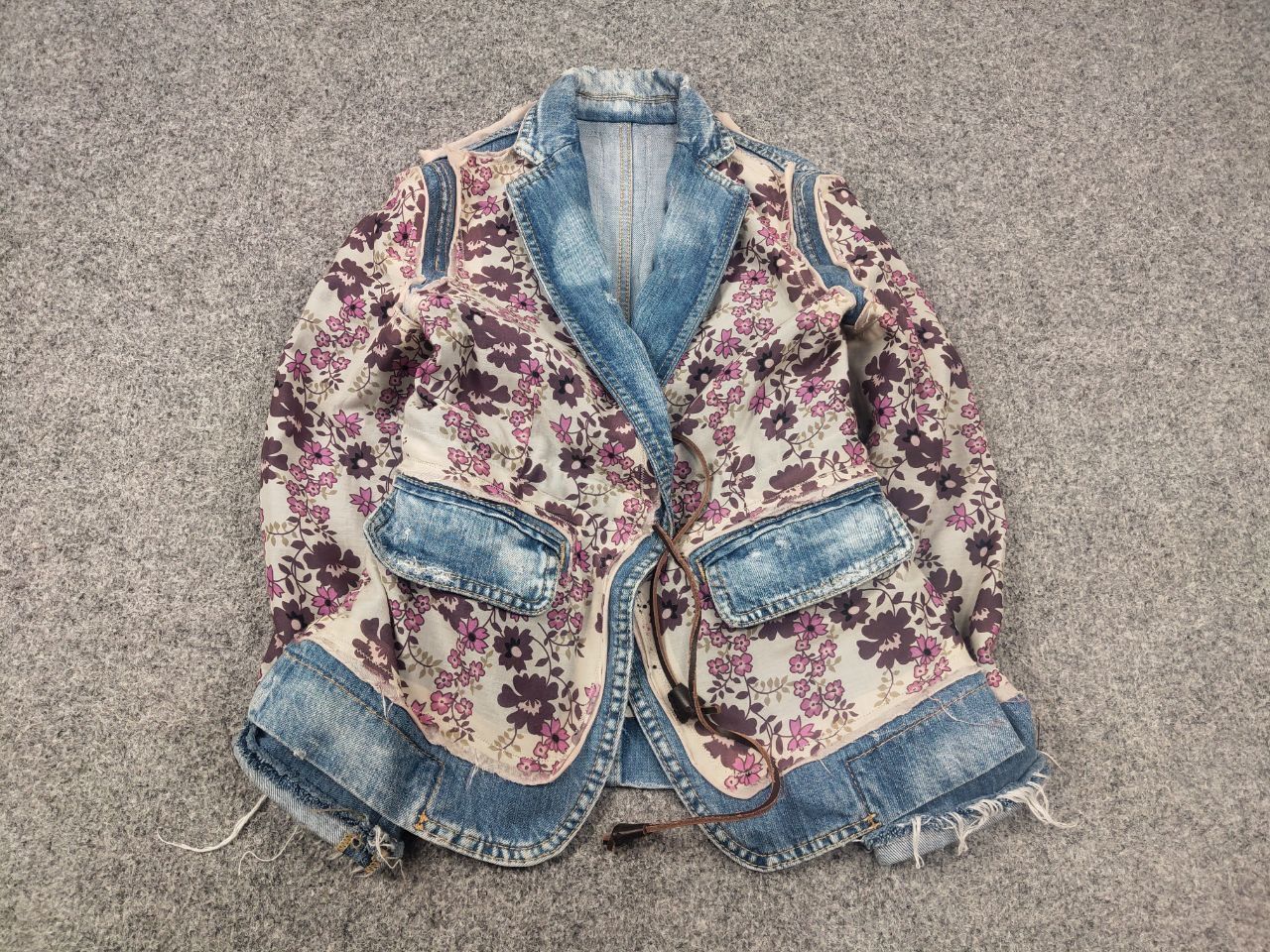 Dsquared2 Design Denim Patchwork Flower string Blazer Jacket