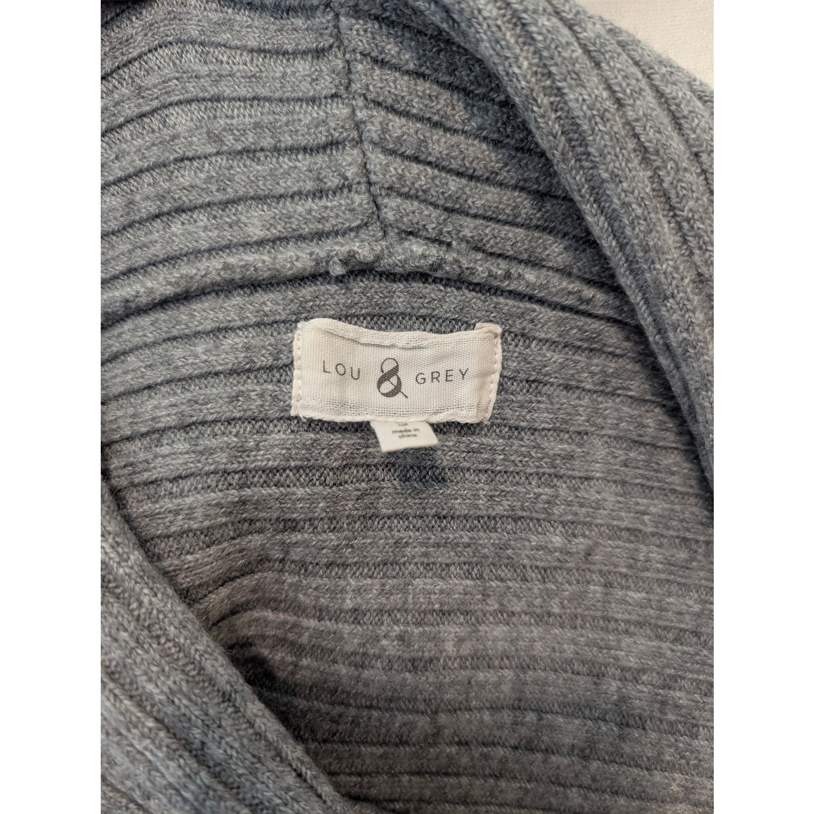 Lou & Grey Lou & Grey Grey Knit Ribbed Off Shoulder Cowl Neck Sweater Size S / US 4 / IT 40 - 6 Thumbnail