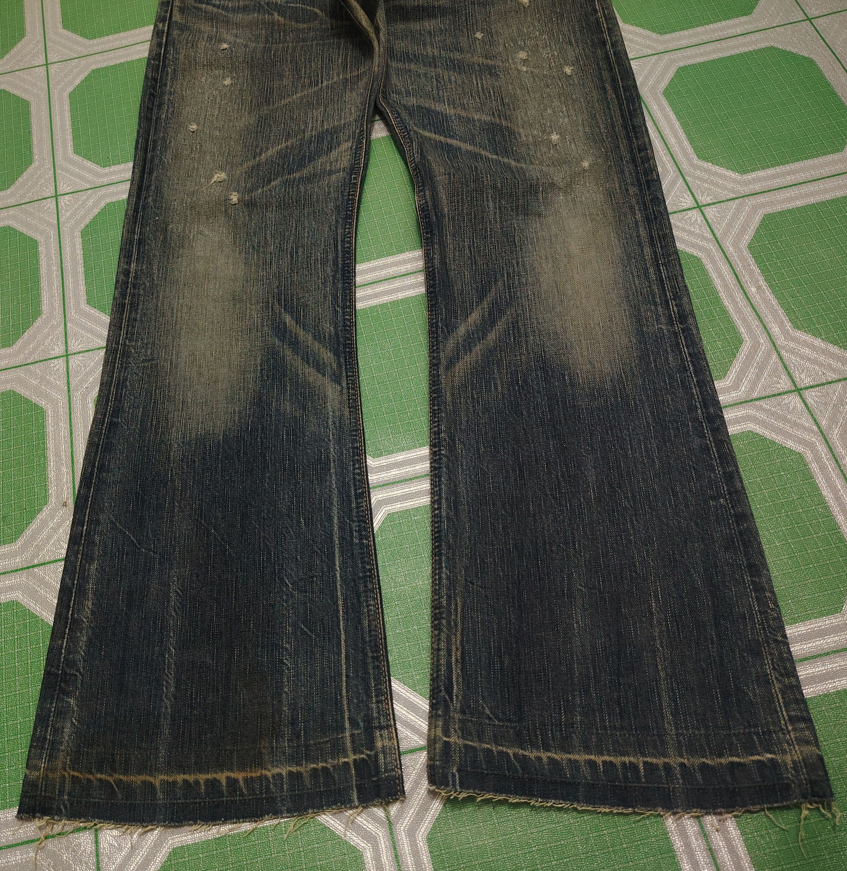 If Six Was Nine Japanese Edwin 503 Blue Trip Flare Jeans Distressed Jeans Size US 31 - 6 Thumbnail