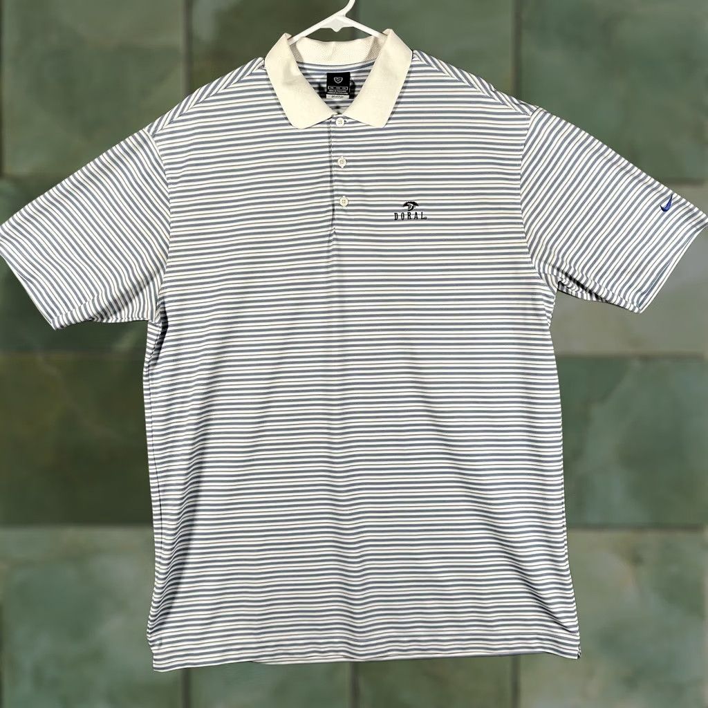 Nike Nike Dri-FIT Doral Golf Polo Shirt Mens 2XL Blue White Striped Short Sleeve UV Moisture Wicking Polo Size US XXL / EU 58 / 5 - 1 Thumbnail