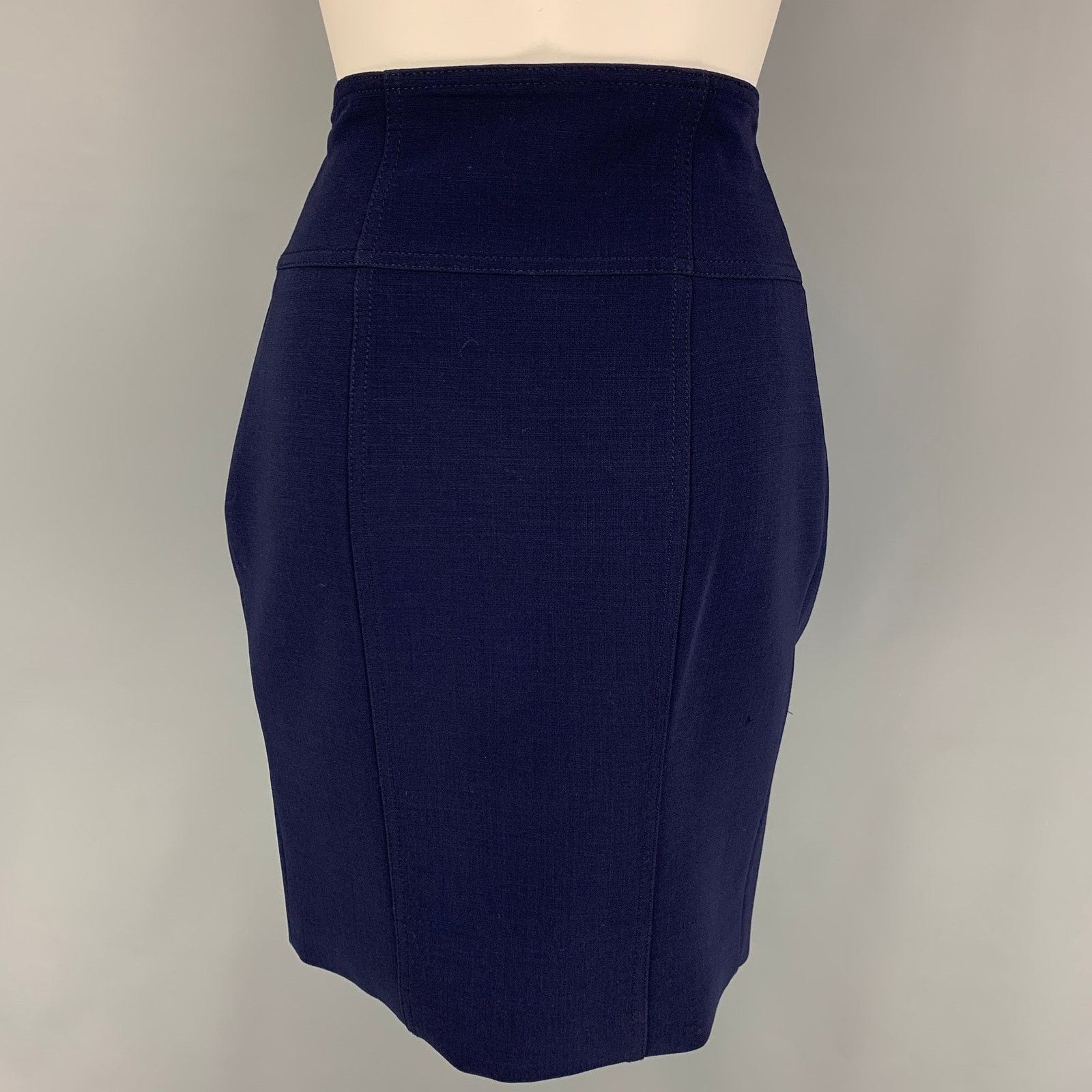 Ralph Lauren 4 Navy Wool Pencil Knee-Length Skirt Size 27" / US 4 / IT 40 - 3 Thumbnail
