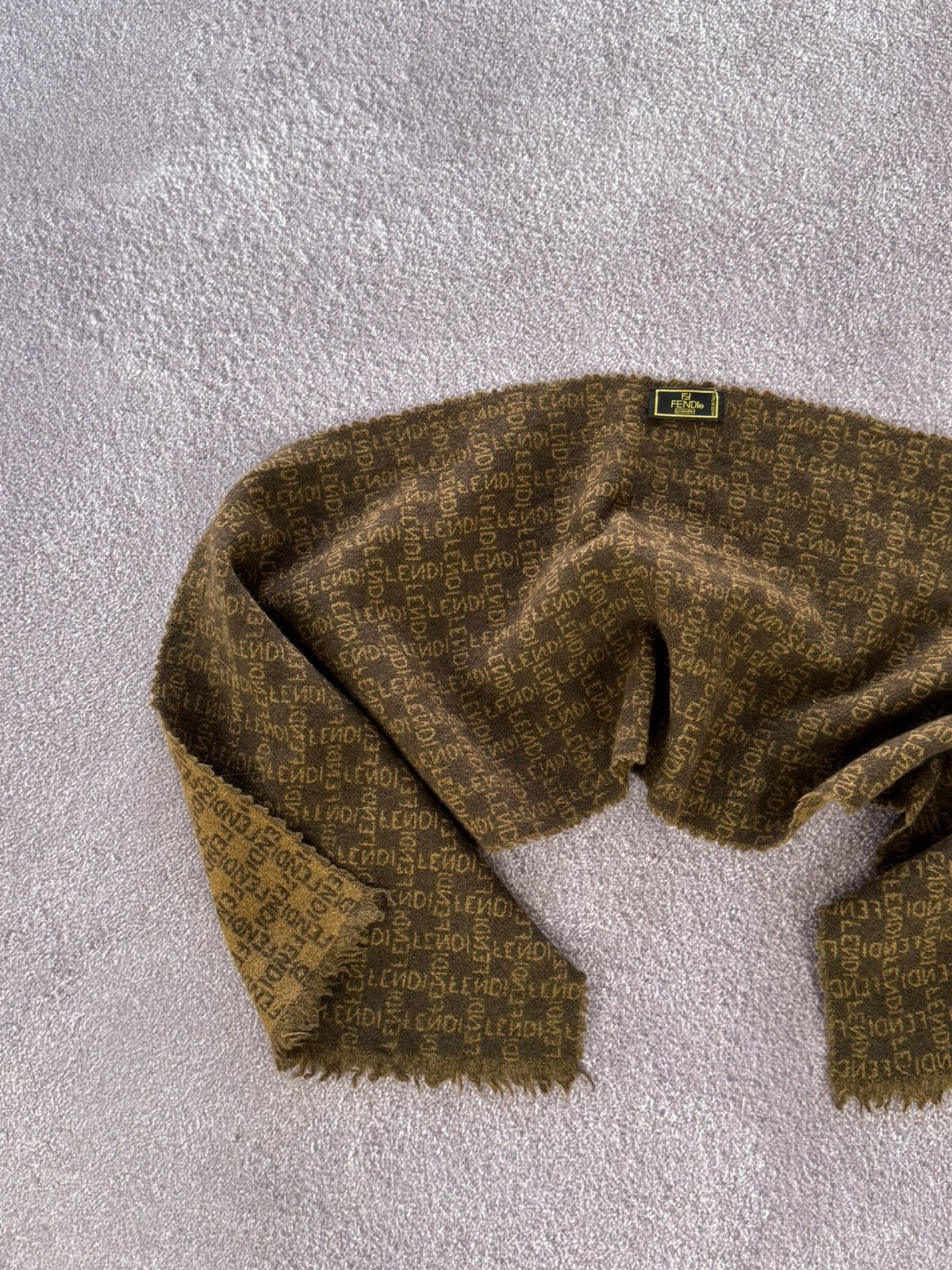 Fendi Fendi 90s Luxury Wool Monogram Scarf Size ONE SIZE - 2 Thumbnail