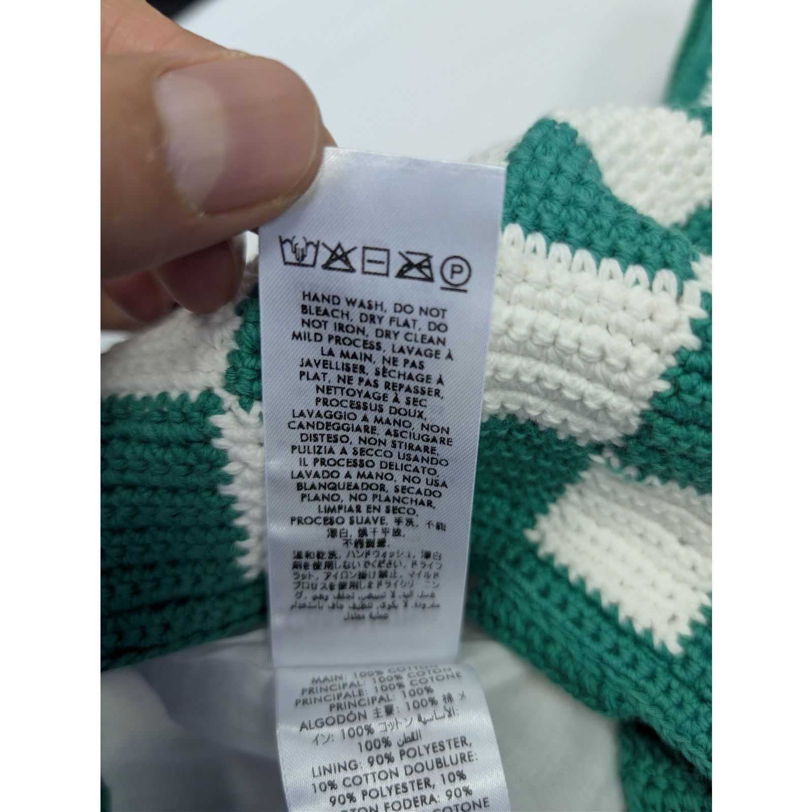 Casablanca o1rshd1 Size: OS / crochet cotton tote bag in green & white Size ONE SIZE - 17 Thumbnail