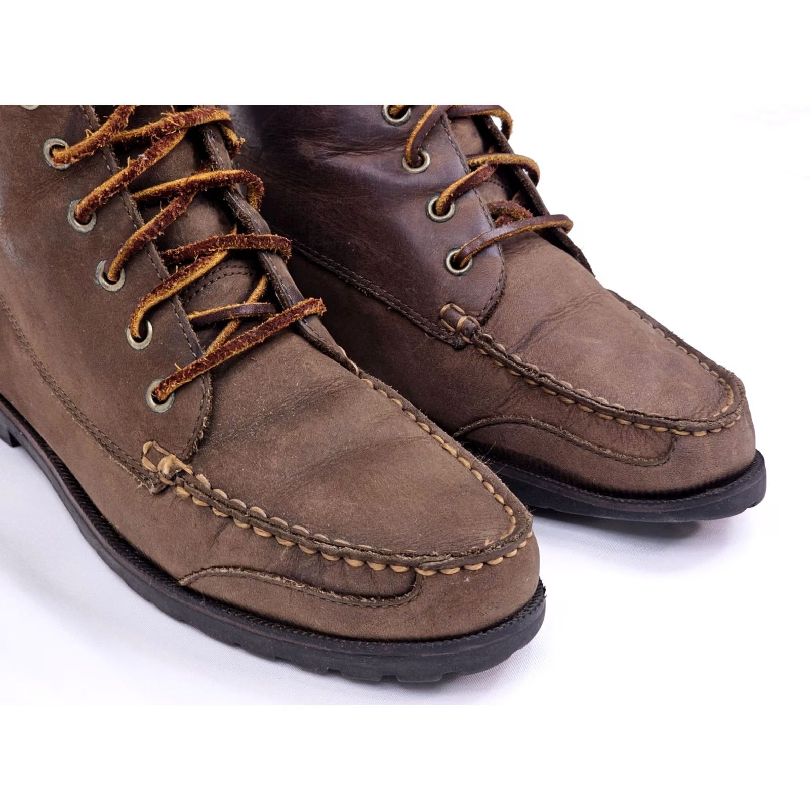 Vintage GH Bass Leather Chukka Ankle Boots Women 9.5 M Brown Lace Up Outdoor EUC Boots Women's Leather Hiker 90s Preppy Casual Footwear Size US 10 / IT 40 - 4 Thumbnail