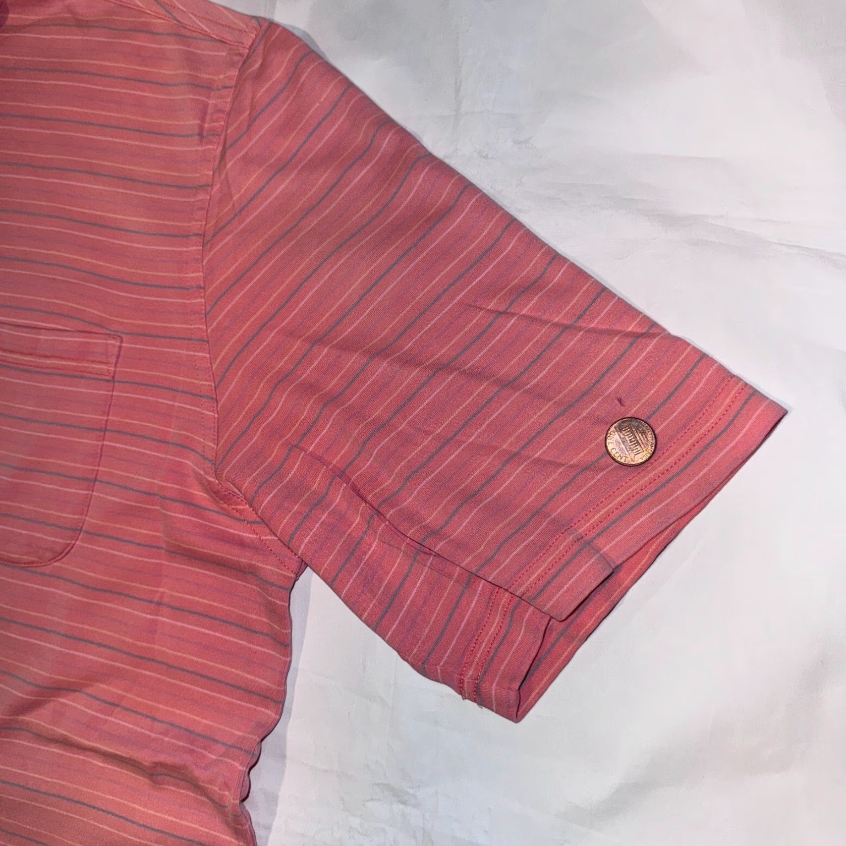 Vintage Bobbty Jones Polo Shirt Peach Pink Striped Athletic Golf - M Short Sleeve Size US L / EU 52-54 / 3 - 3 Thumbnail