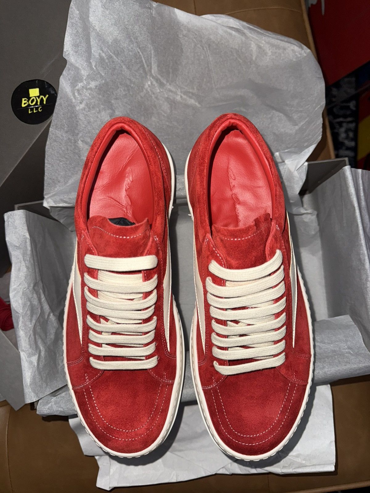 Rick Owens Rick owens red suede cardinal vintage low top sneakers Size US 7 / EU 40 - 5 Thumbnail