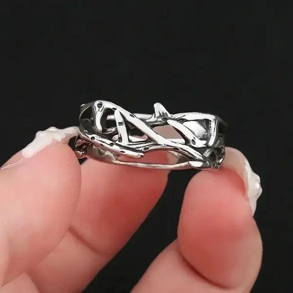 Jewelry Vintage Punk Peace Olive Branch Stainless Steel Mens Ring Size ONE SIZE - 6 Thumbnail