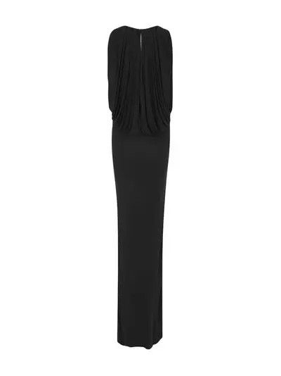 Saint Laurent Paris o1s1wg111124 Long Draped Dress Jersey in Black Size S / US 4 / IT 40 - 3 Thumbnail